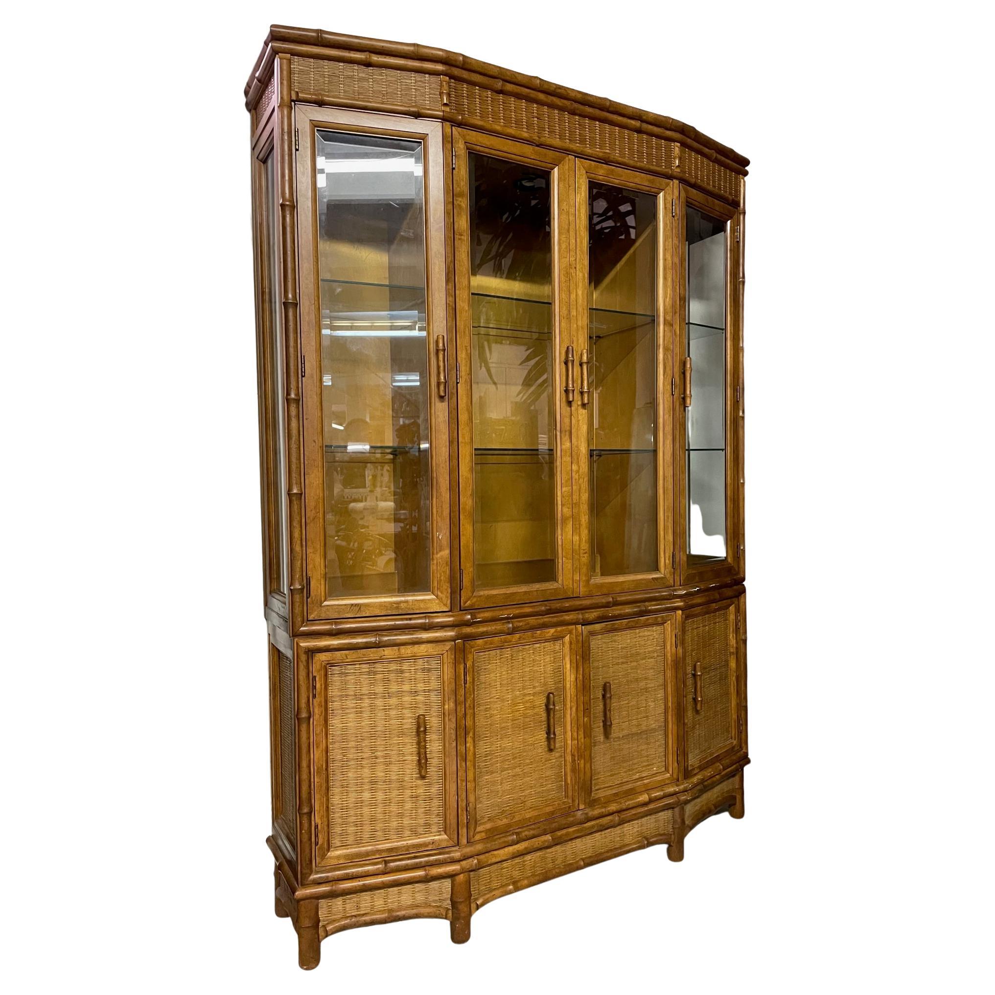 Faux Bamboo China Cabinet by American of Martinsville