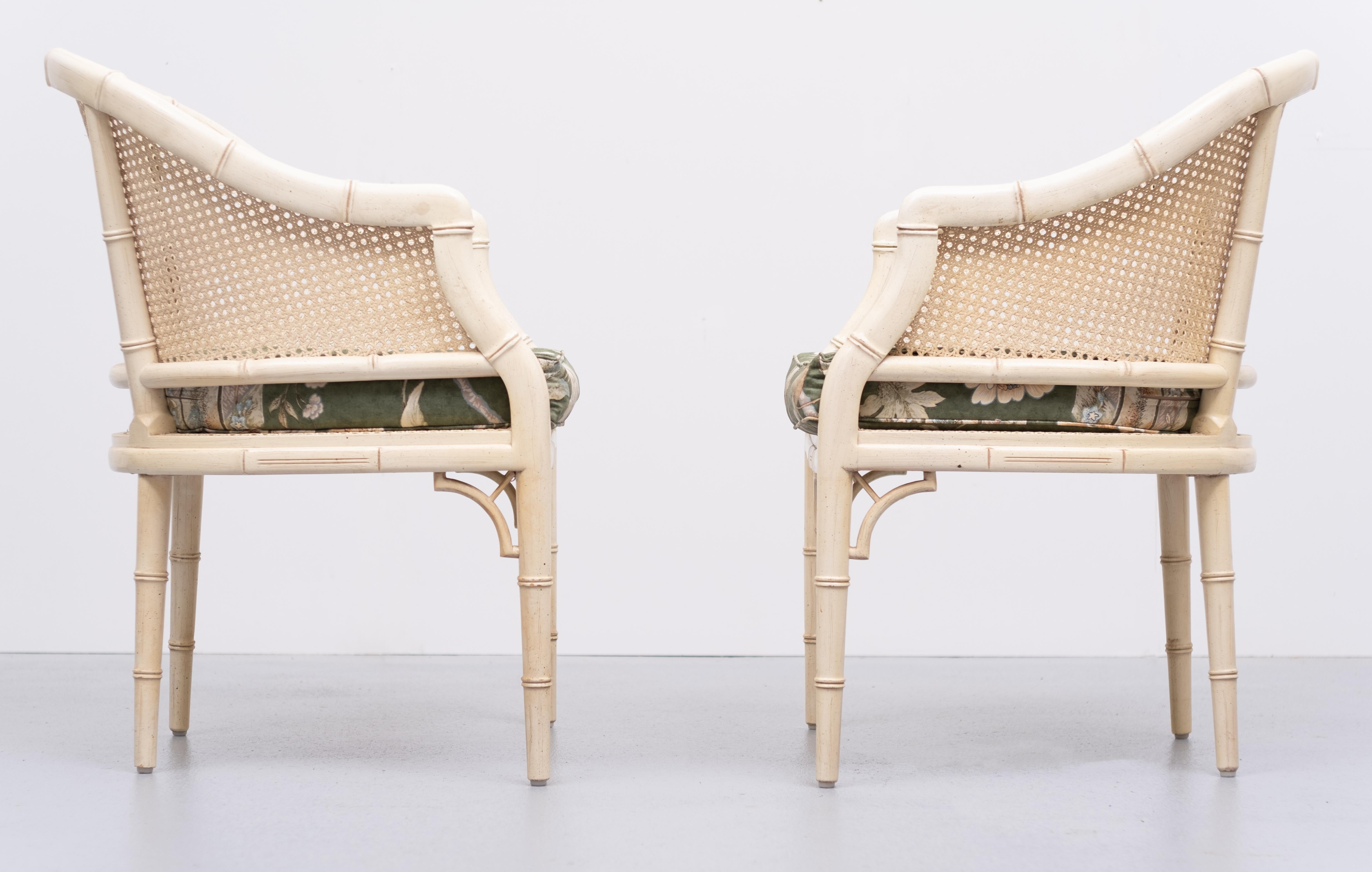Faux Bamboo Chinese Chippendale Armchairs 1970s In Good Condition In Den Haag, NL