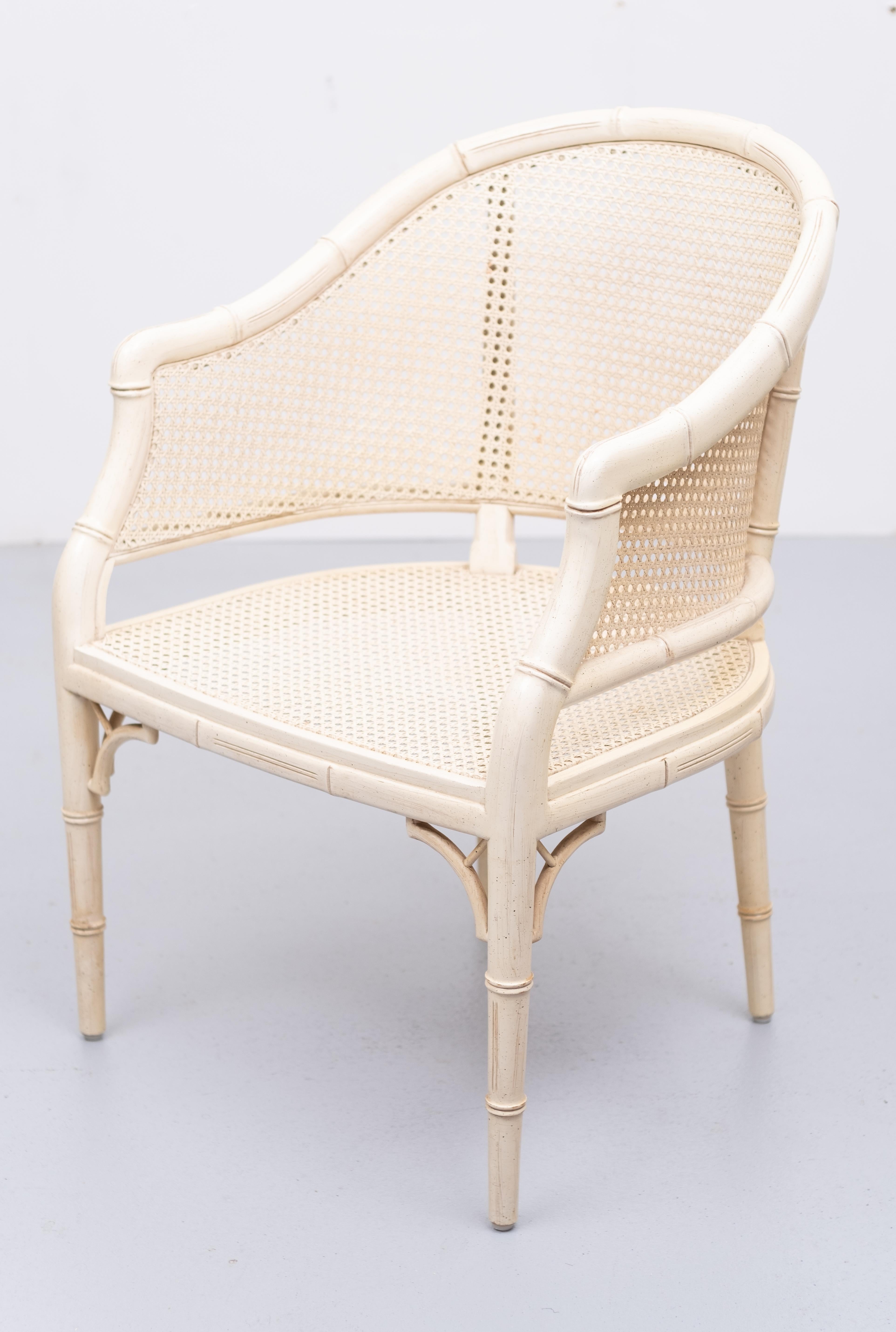 Faux Bamboo Chinese Chippendale Armchairs 1970s 1