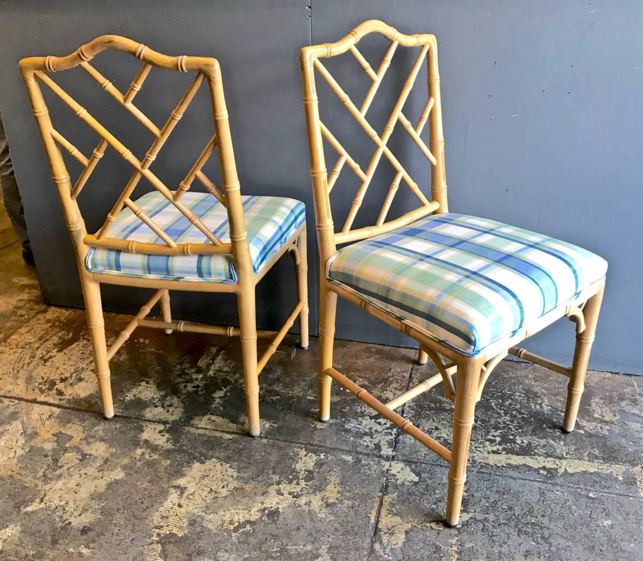 20ième siècle Chaises de salle à manger Chippendale en faux bambou:: lot de 4