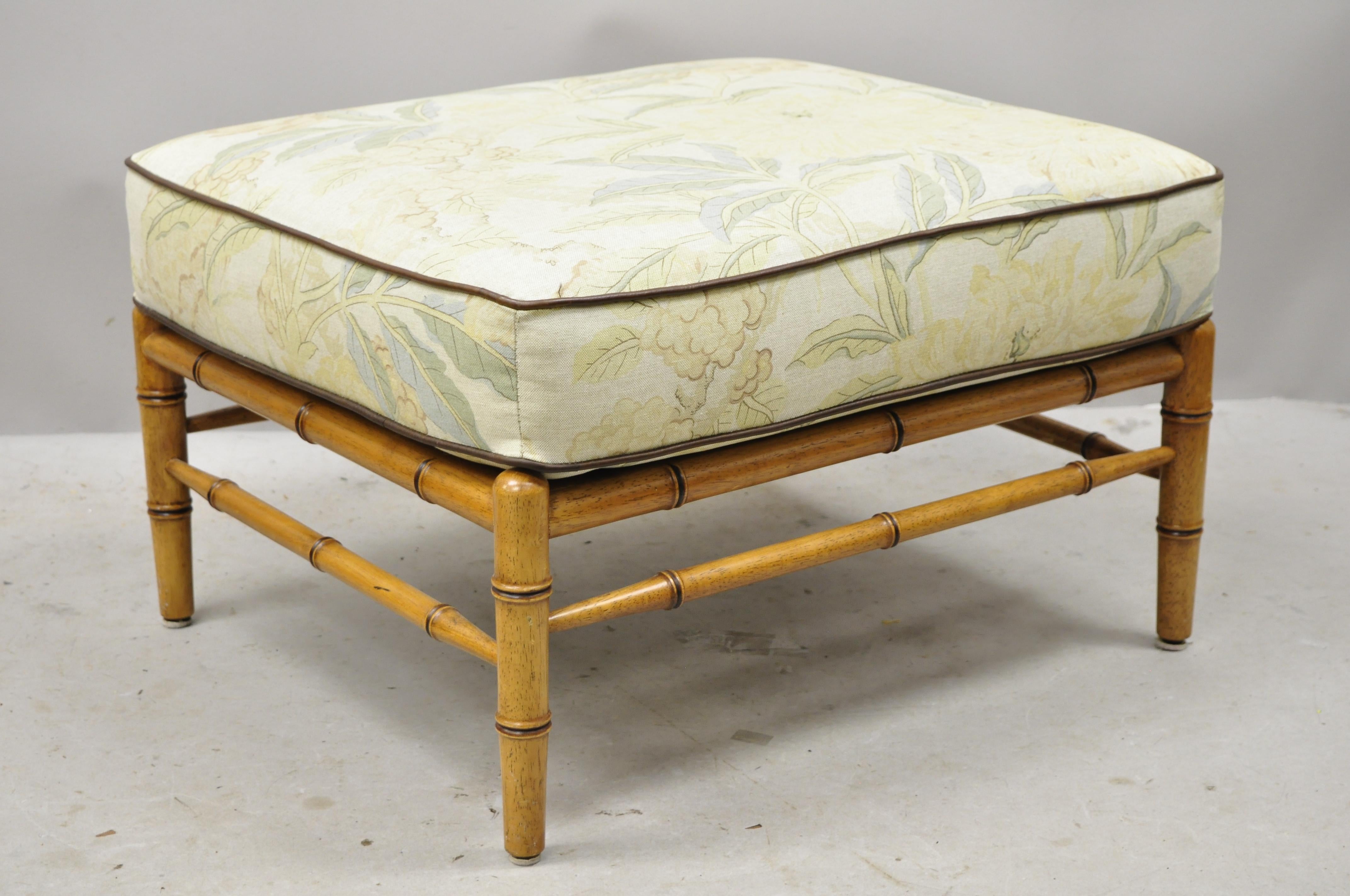 Contemporary Faux Bamboo Chinese Chippendale Martha Stewart Bernhardt Lounge Chair & Ottoman