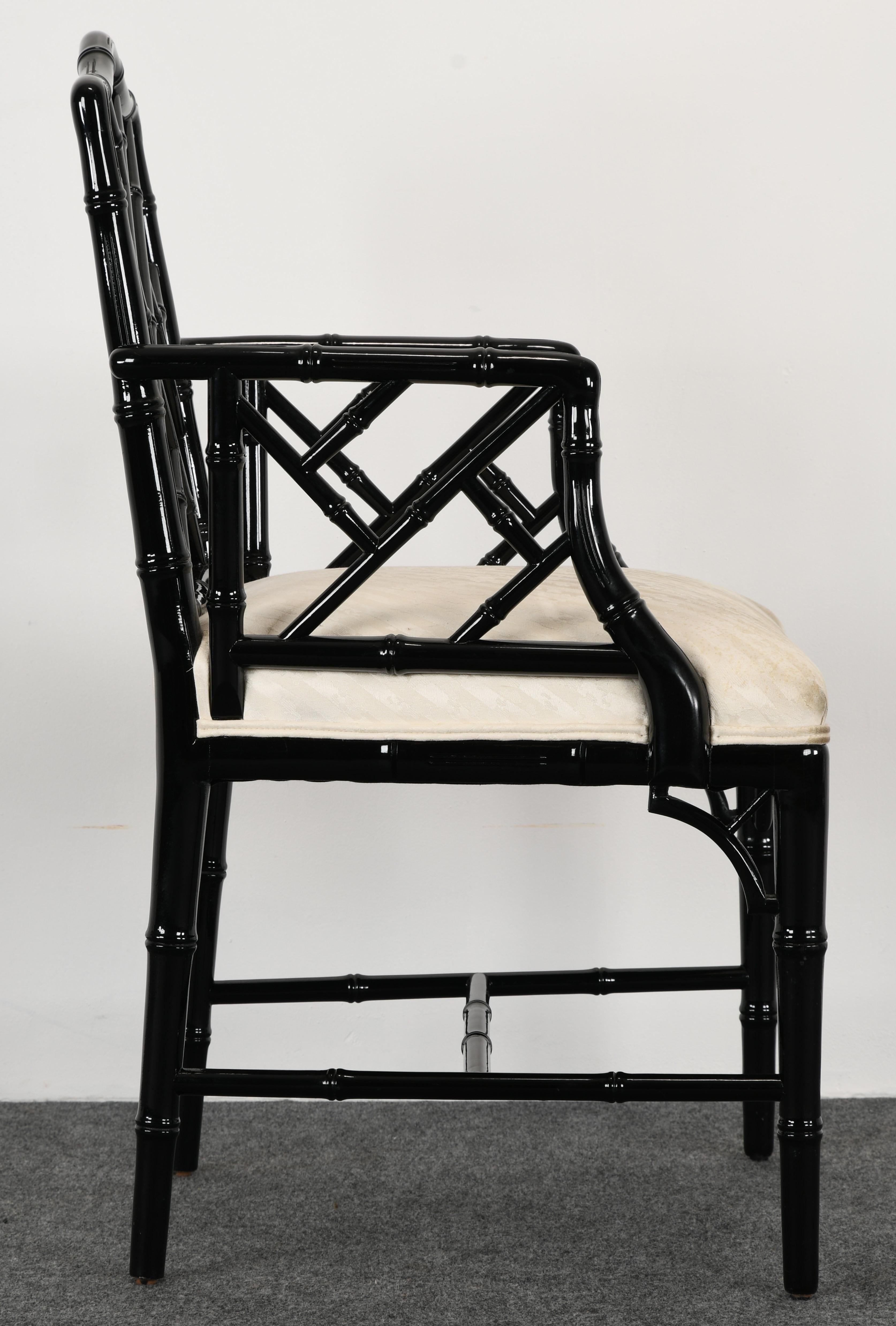 American Faux Bamboo Chinese Chippendale Style Armchair, 1970s