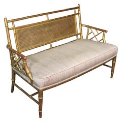 Faux Bamboo Chinese Chippendale Style Bench