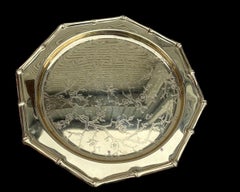 Vassoio in ottone in finto bambù Chinoiserie