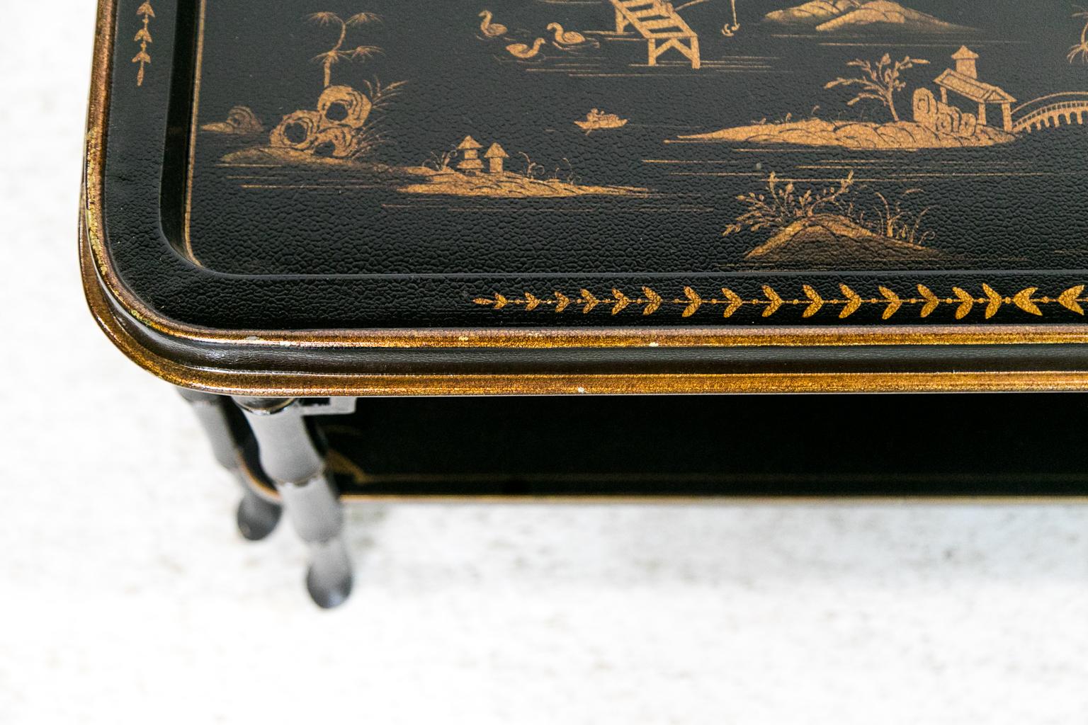 Late 20th Century Faux Bamboo Chinoiserie Coffee Table