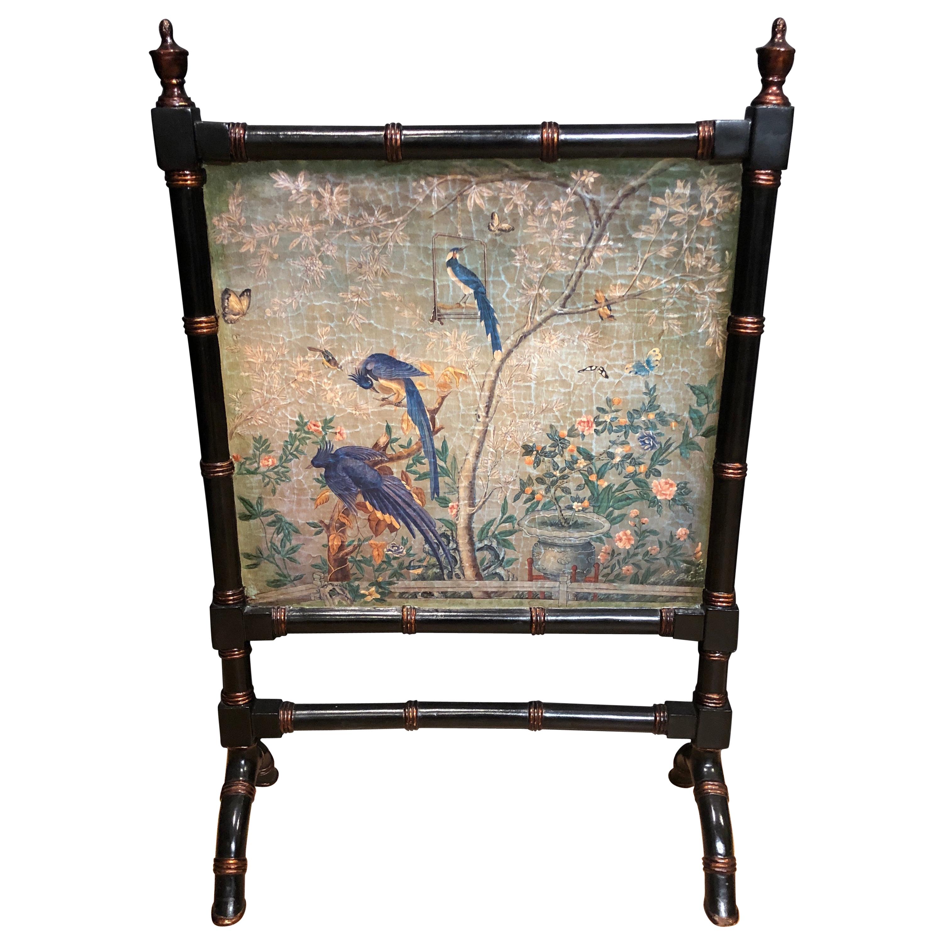 Faux Bamboo Chinoiserie Fire Screen
