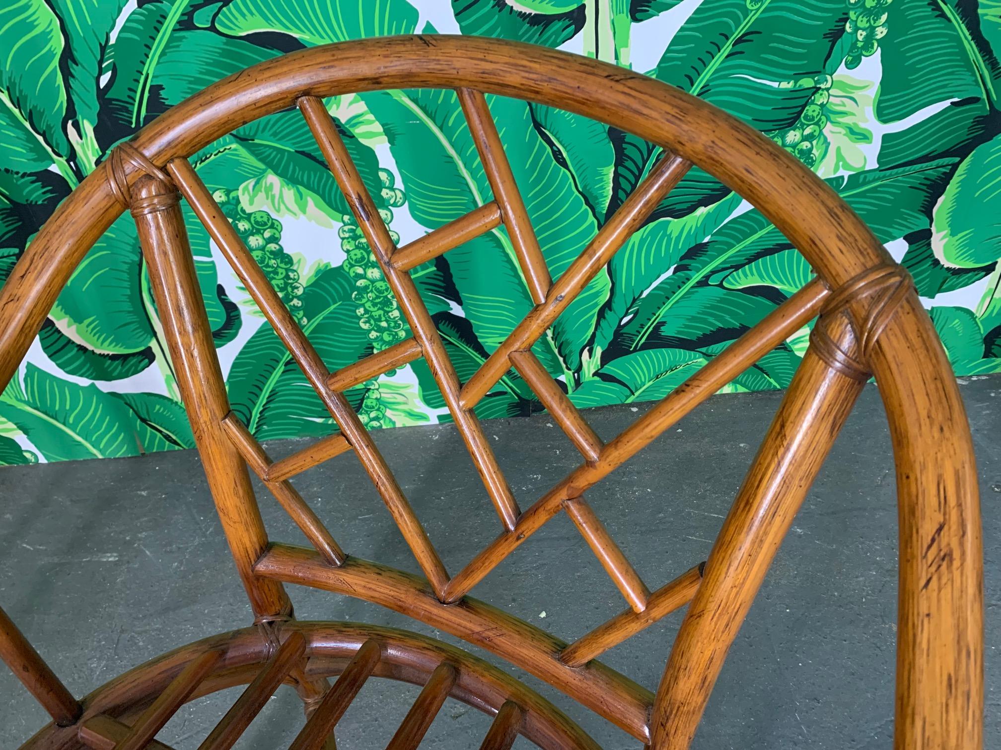 Late 20th Century Faux Bamboo Chinoiserie Rattan Armchairs, Set of 6