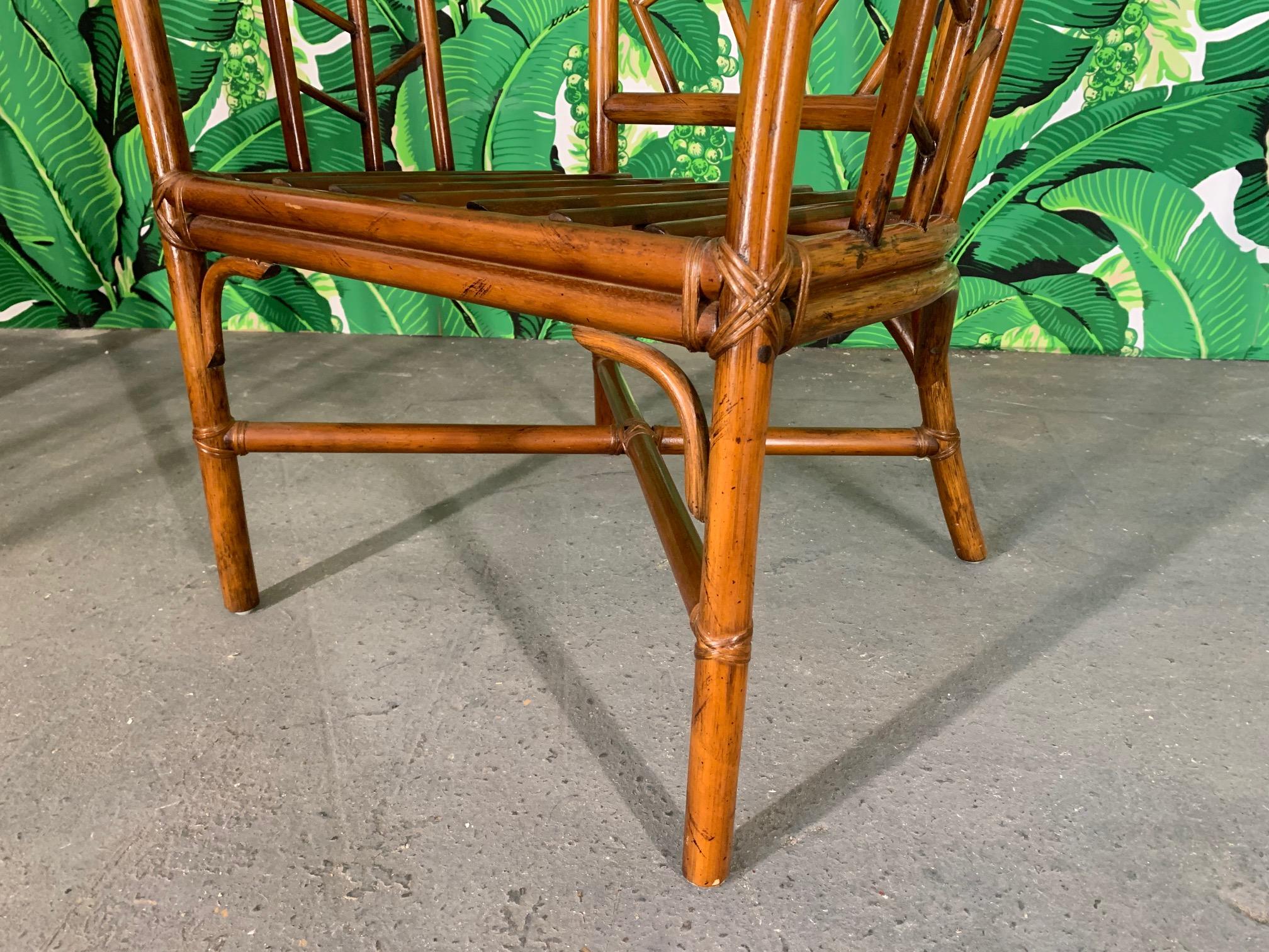 Faux Bamboo Chinoiserie Rattan Armchairs, Set of 6 2
