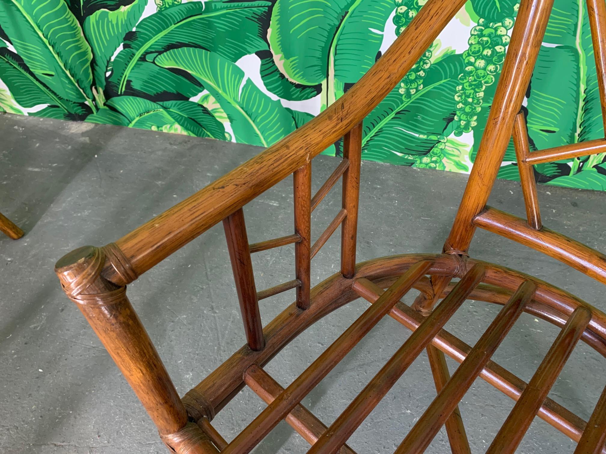 Faux Bamboo Chinoiserie Rattan Armchairs, Set of 6 4