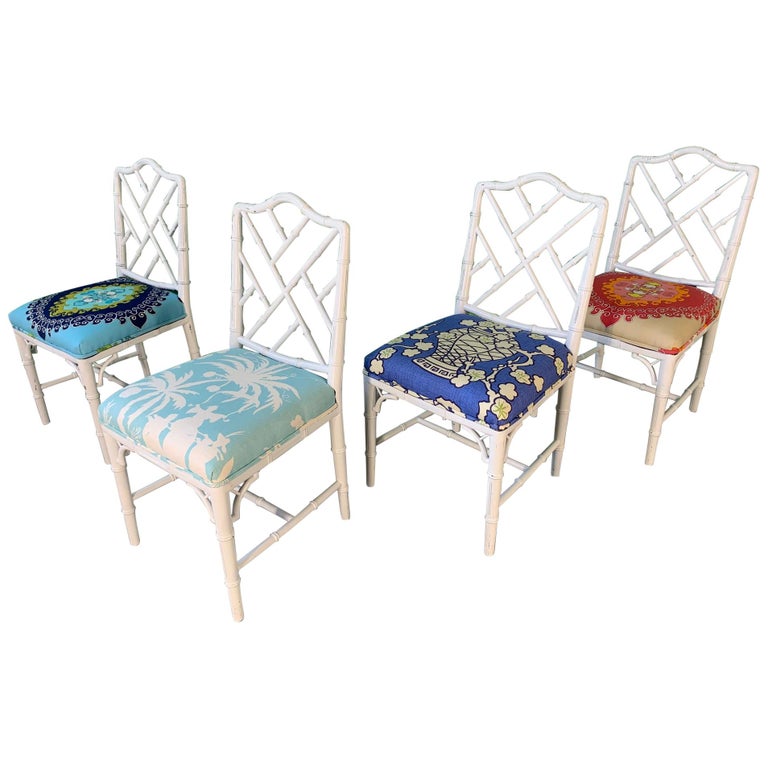 Faux Bamboo Chinoiserie Style Dining, Faux Bamboo Dining Chairs White