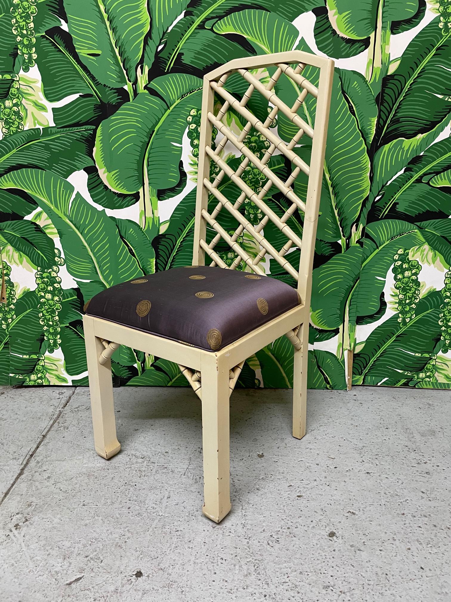Faux Bamboo Chinoiserie Style Dining Chairs, Set of 8 at 1stDibs