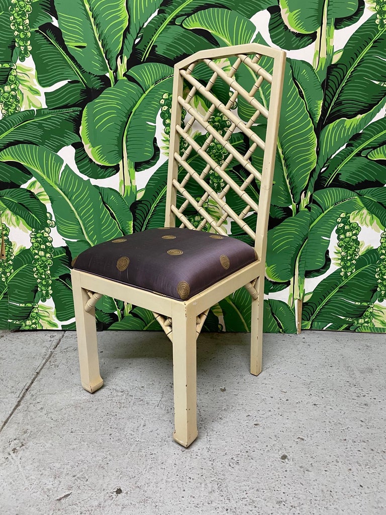 Faux Bamboo Chinoiserie Style Dining Chairs, Set of 8 For Sale at 1stDibs