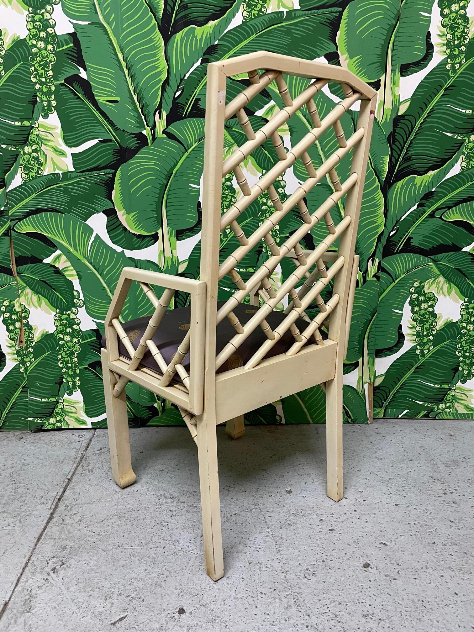 Late 20th Century Faux Bamboo Chinoiserie Style Dining Chairs, Set of 8
