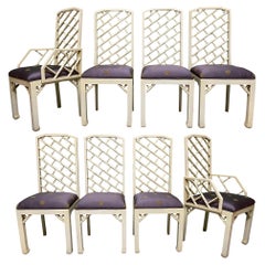 Faux Bamboo Chinoiserie Style Dining Chairs, Set of 8