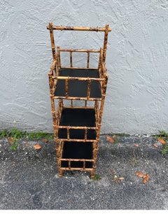 Faux Bamboo Chinoiserie Style Three Tier Tole Stand