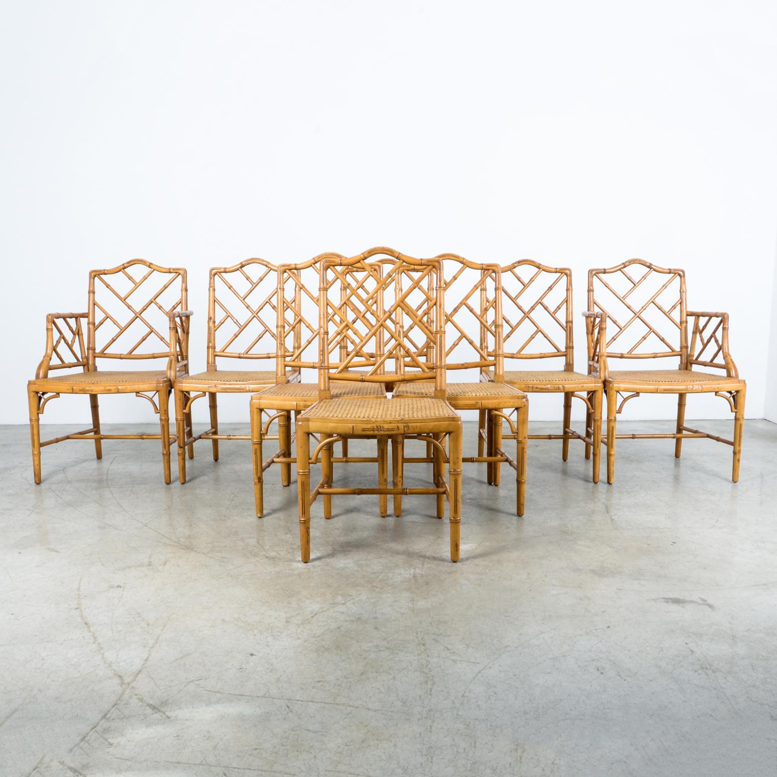 Faux Bamboo Chippendale Chinese Dining Chairs, Set of Eight 8
