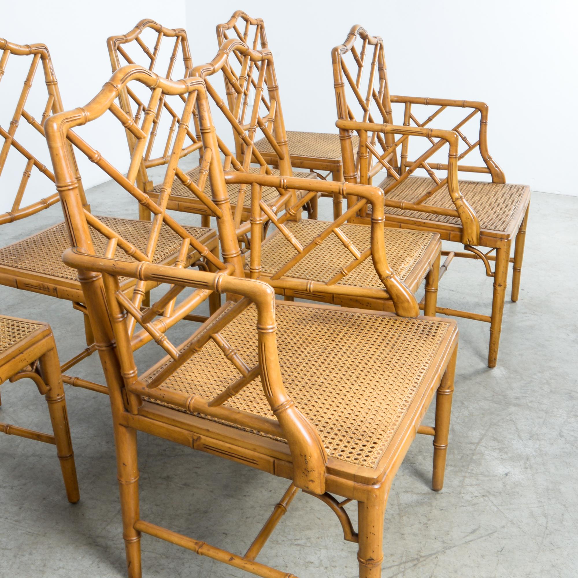 Faux Bamboo Chippendale Chinese Dining Chairs, Set of Eight In Good Condition In High Point, NC