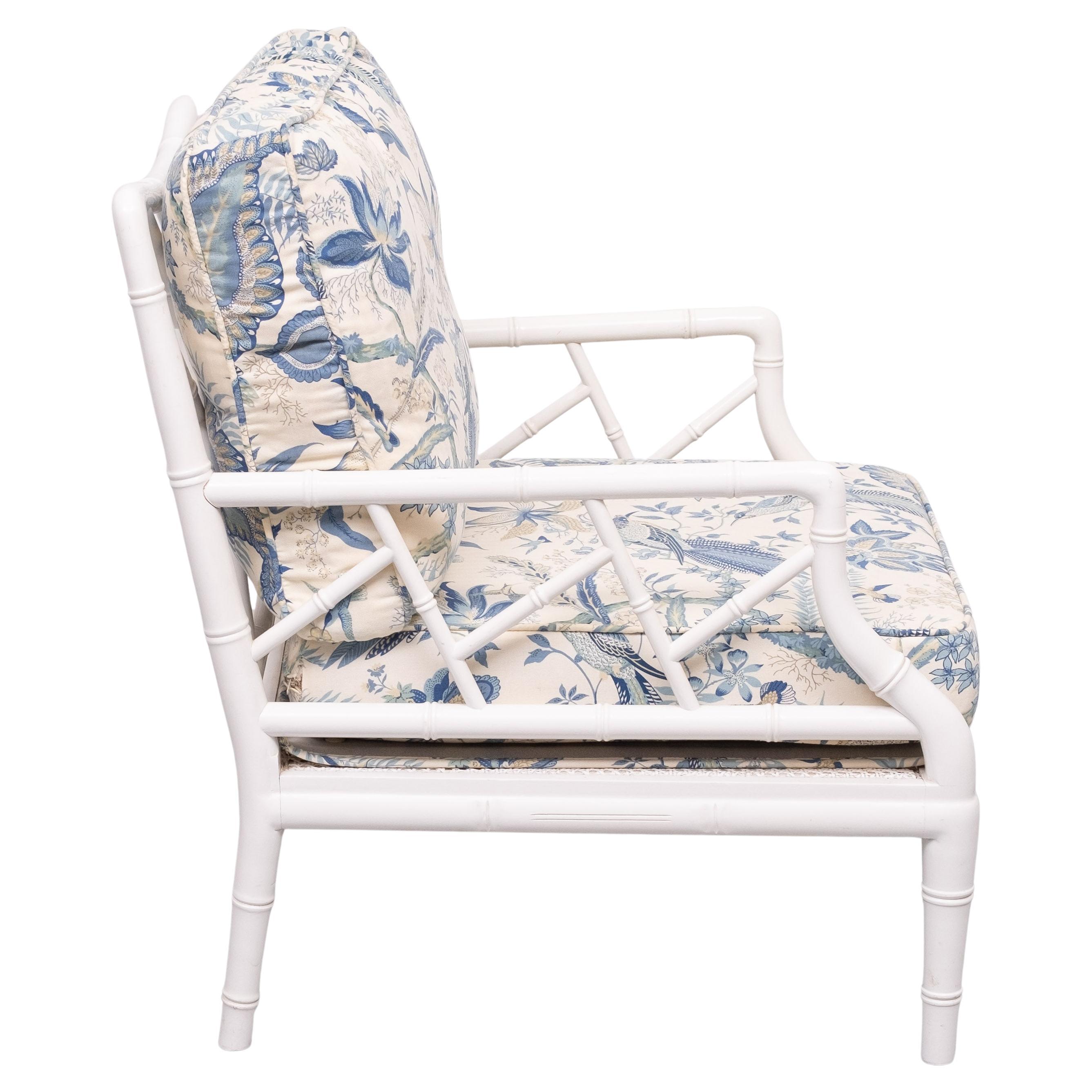 European Faux Bamboo Chippendale lounge chair . 1970s France For Sale