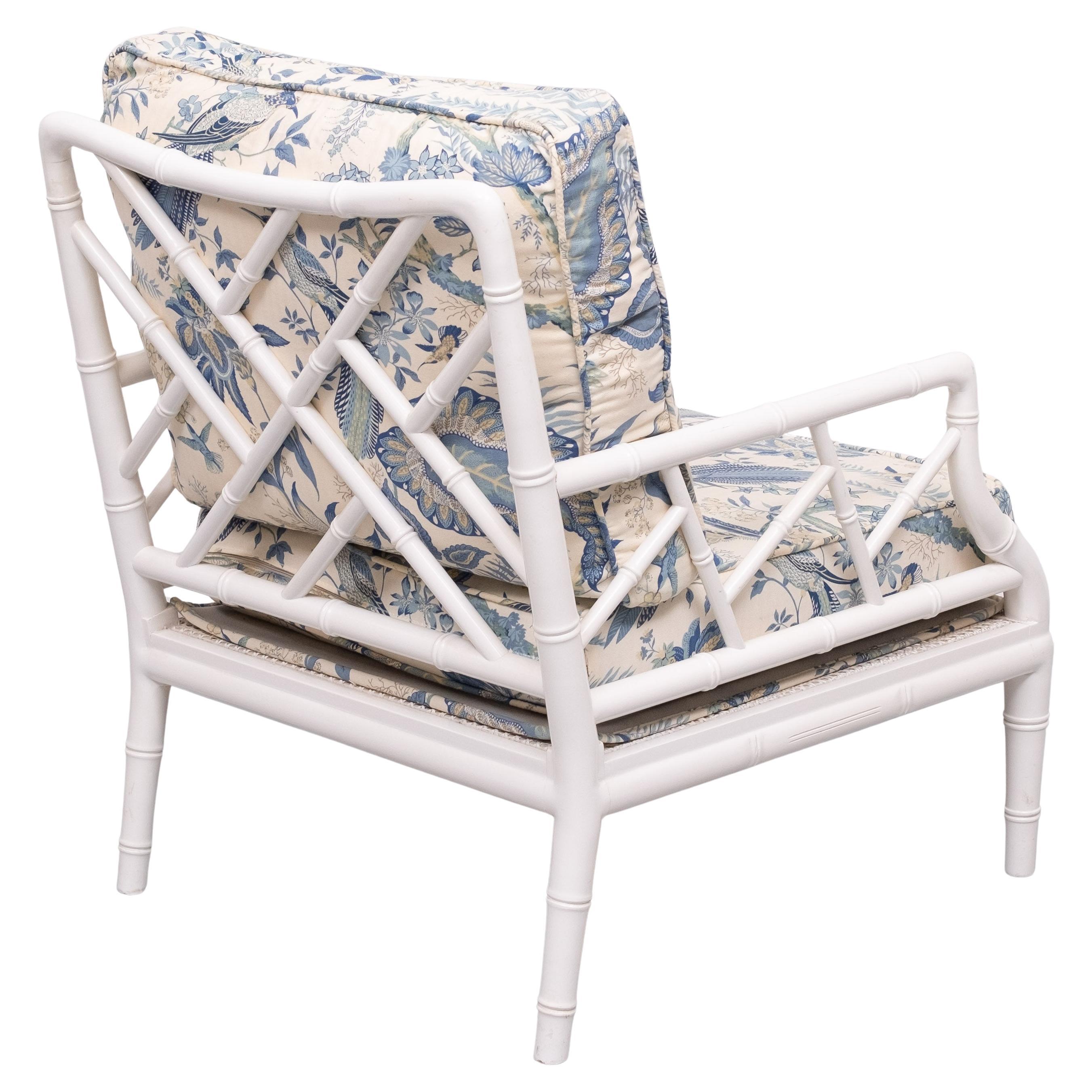 Late 20th Century Faux Bamboo Chippendale lounge chair . 1970s France For Sale