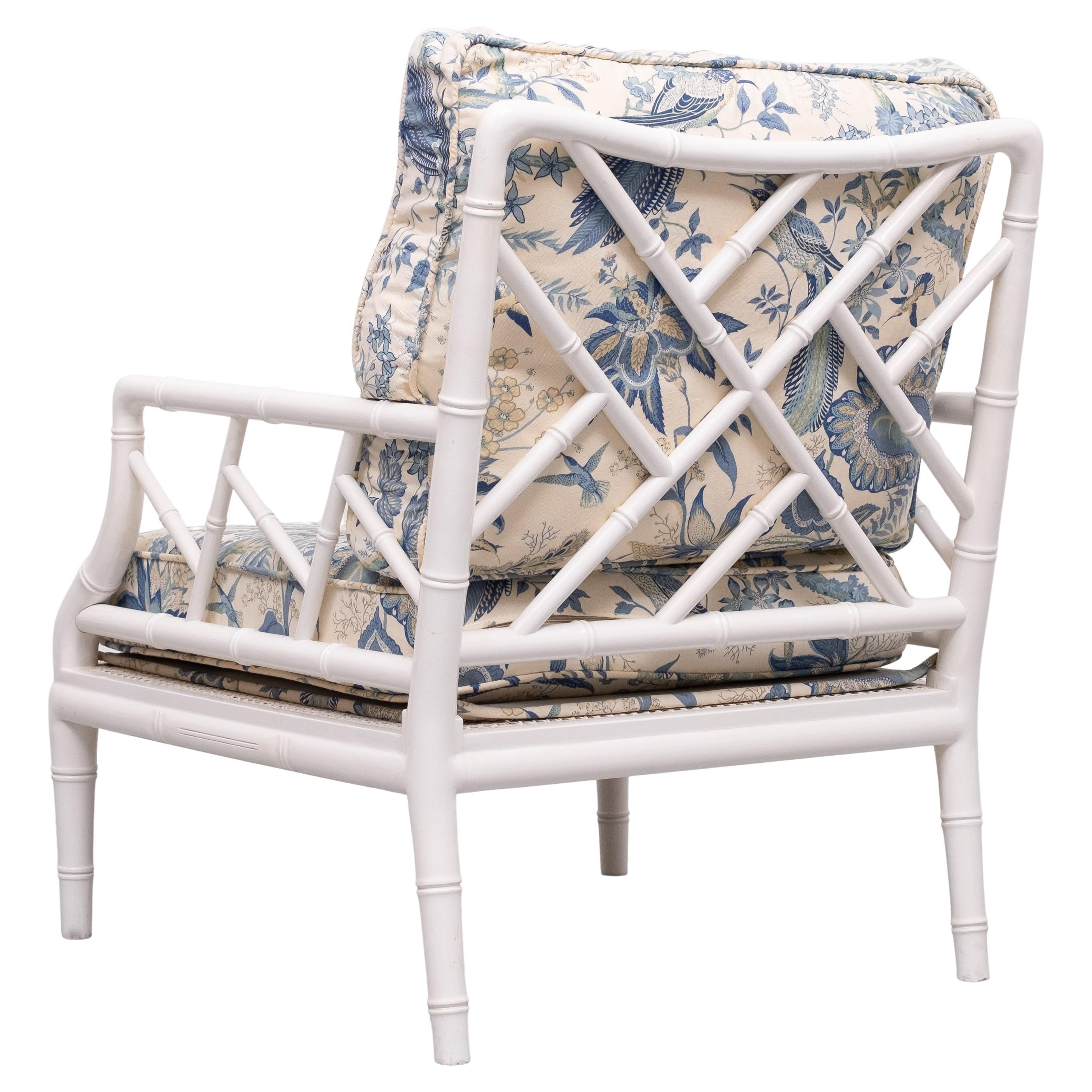Faux Bamboo Chippendale lounge chair . 1970s France For Sale 1