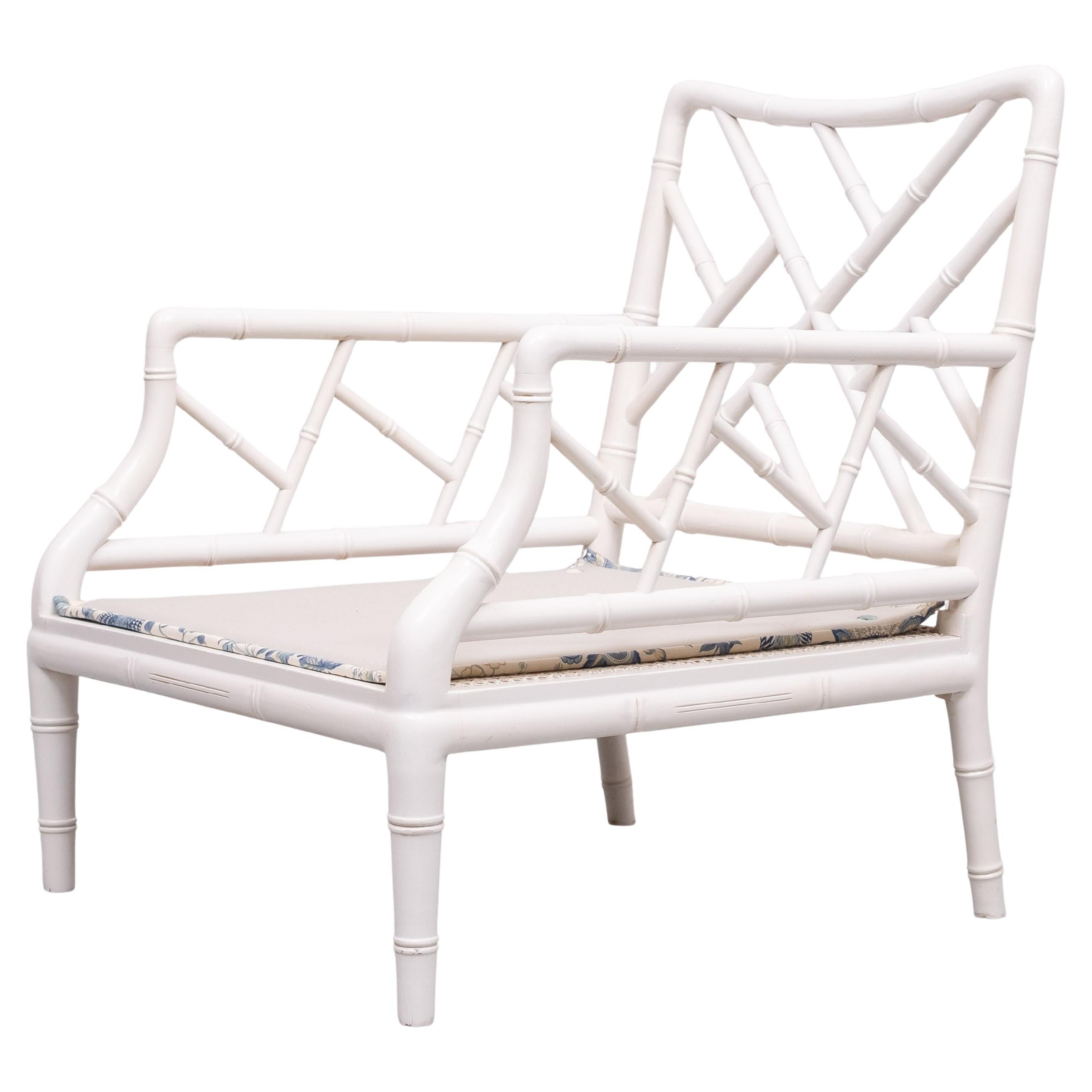 Faux Bamboo Chippendale lounge chair . 1970s France For Sale 2