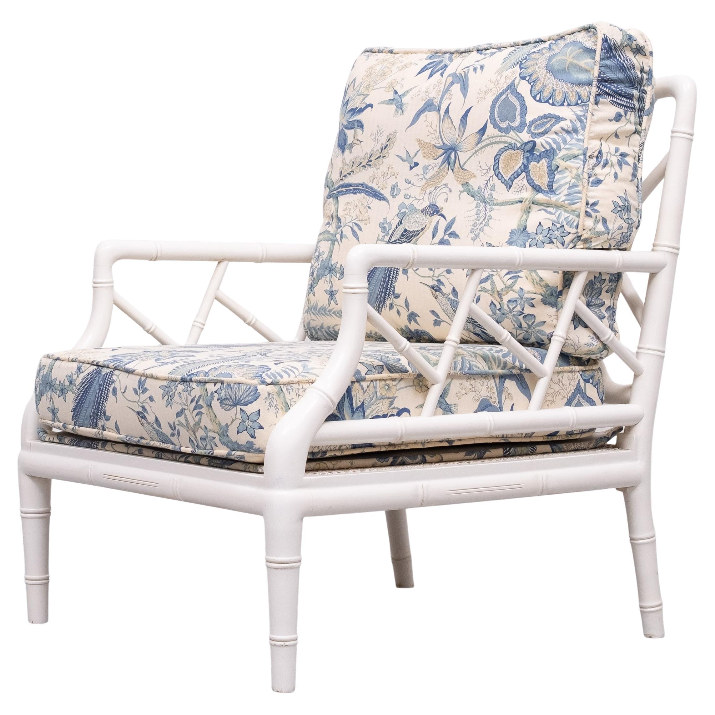 Faux Bamboo Chippendale lounge chair . 1970s France