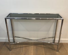Faux-Bamboo Chrome Console and Matching Mirror, Maison Baguès Style