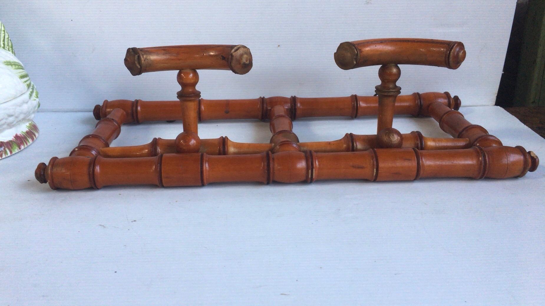 Faux bamboo coat rack circa 1900 with 2 hooks.17.5 inches length, 7.5 inches large , height 4.5 inches.