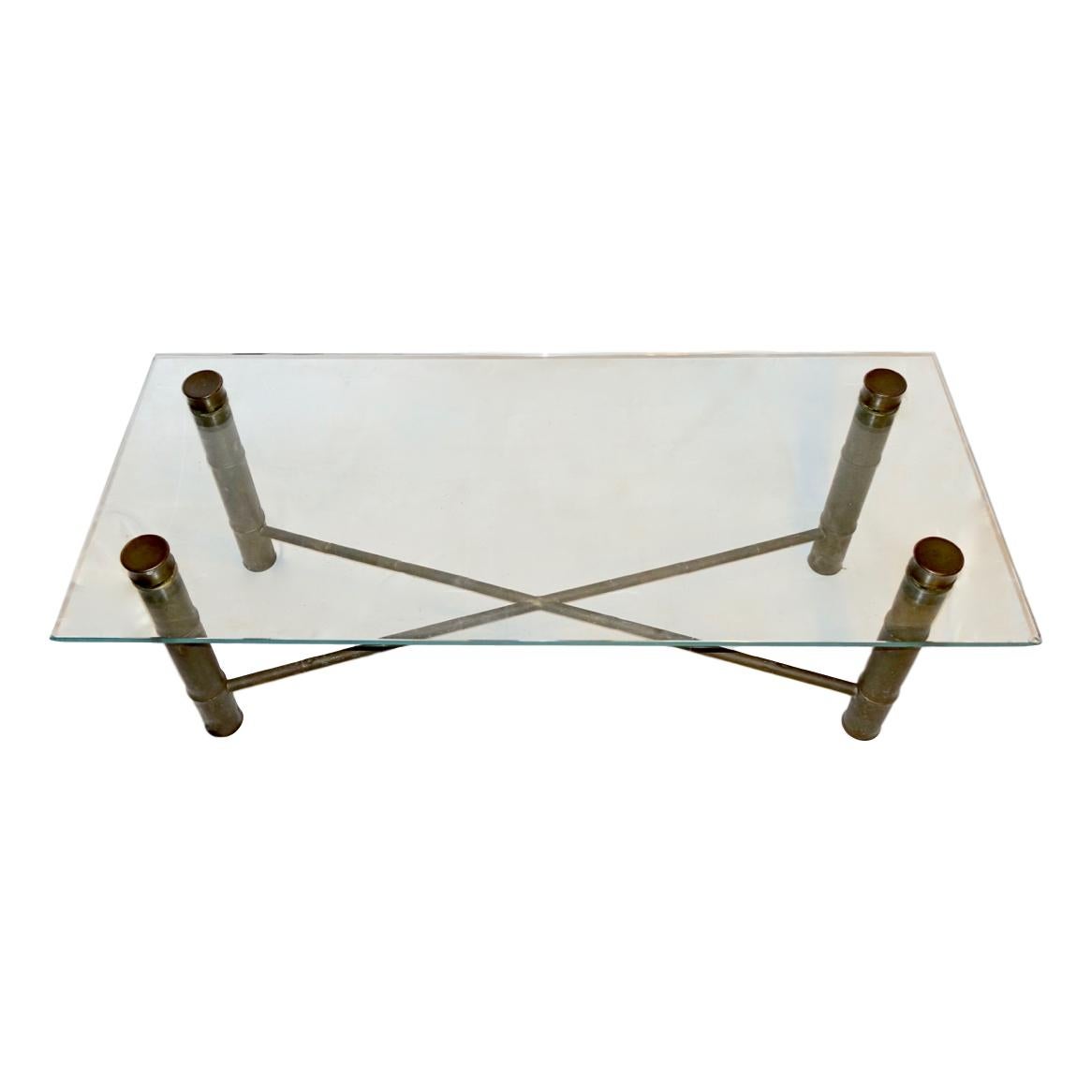 Laiton Table basse en faux bambou en vente