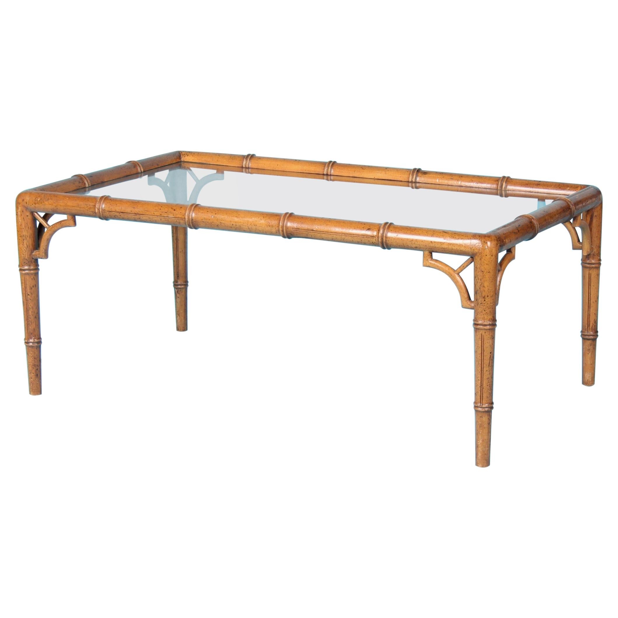 20th Century Faux Bamboo and Rattan Coffee Table For Sale at 1stDibs