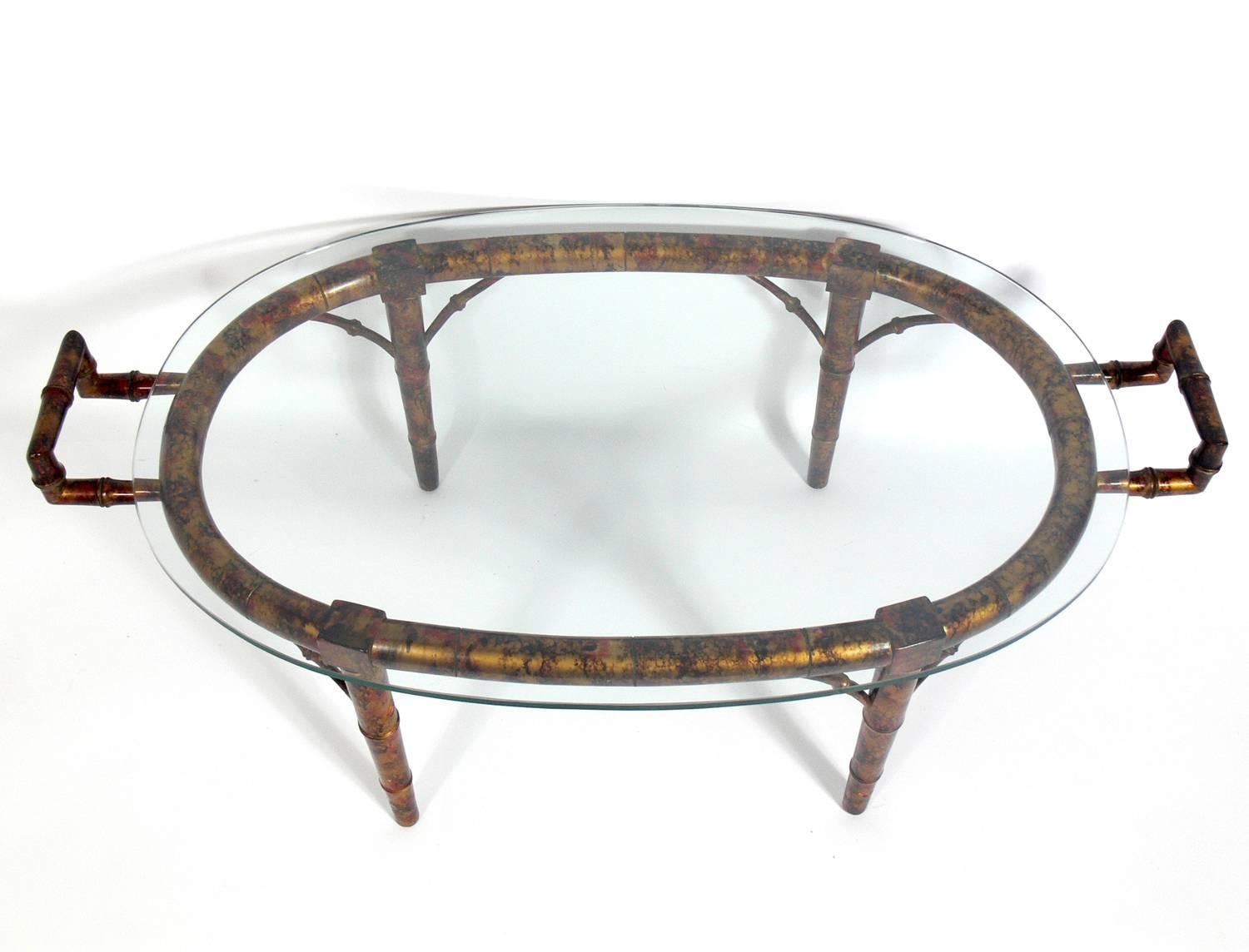 Hollywood Regency Faux Bamboo Coffee Table in the Manner of James Mont For Sale