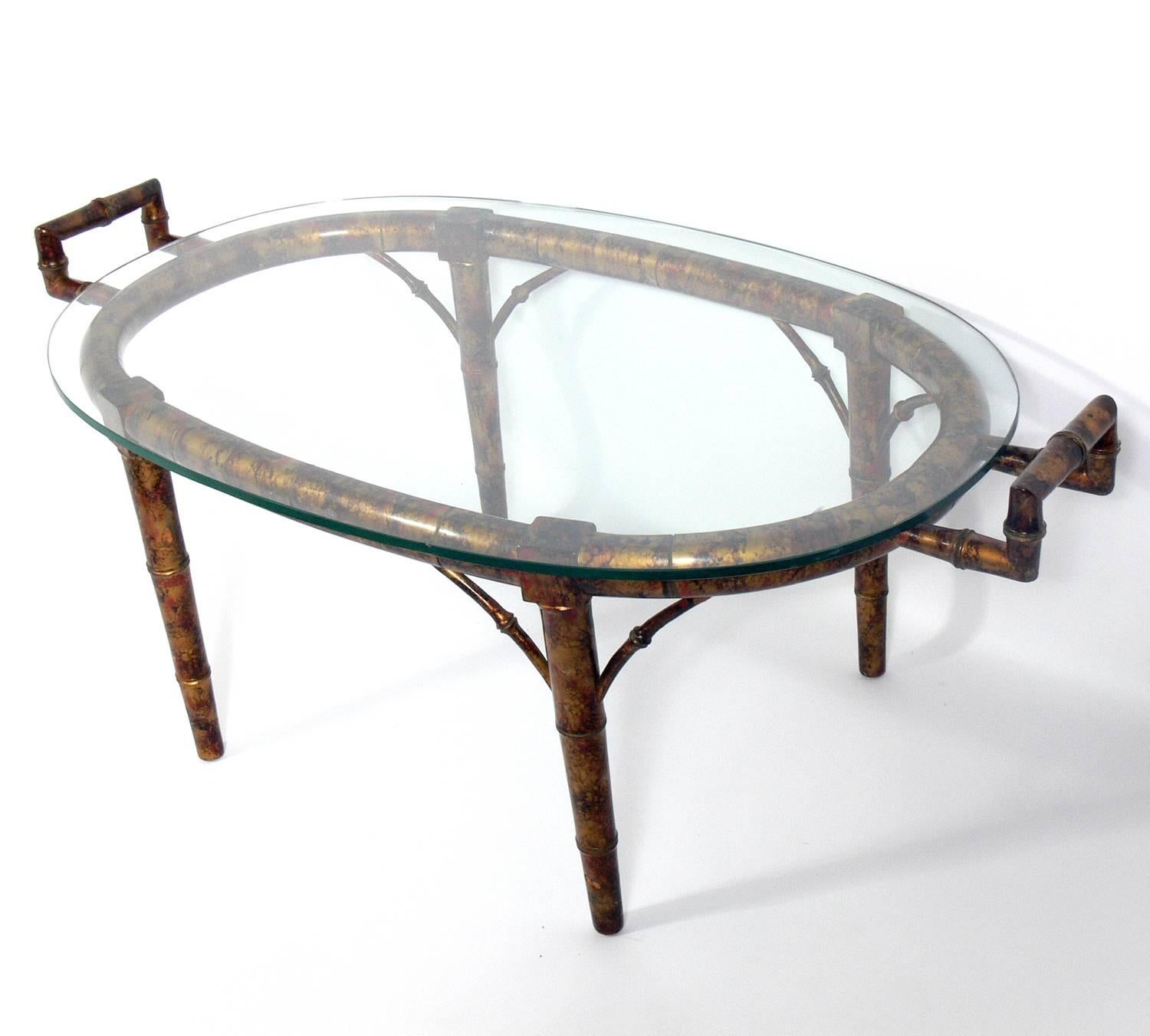 American Faux Bamboo Coffee Table in the Manner of James Mont For Sale