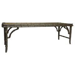 Retro Faux Bamboo Coffee Table with Chinoiserie Top