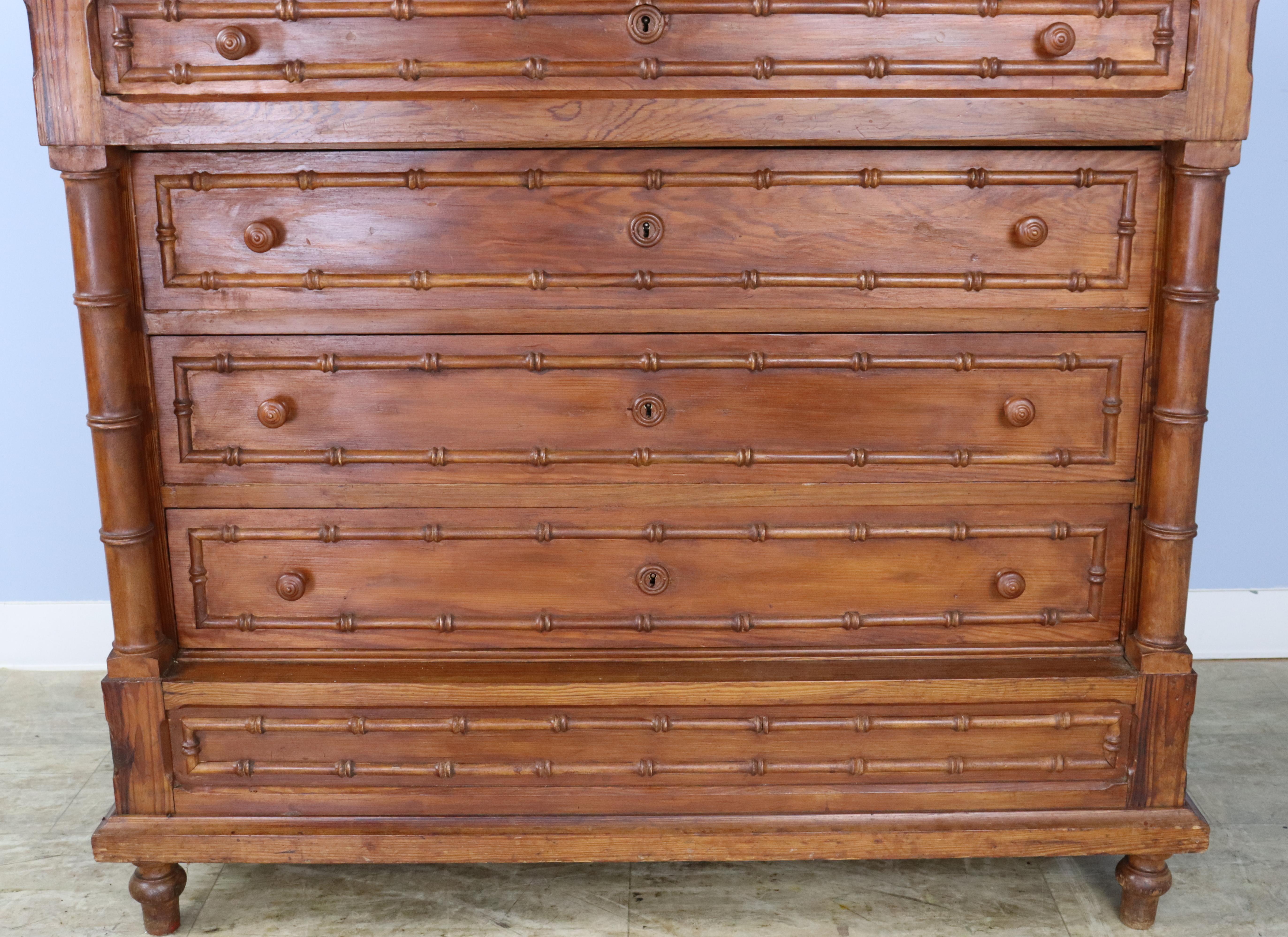 19th Century Faux Bamboo Commode with Marble Top For Sale