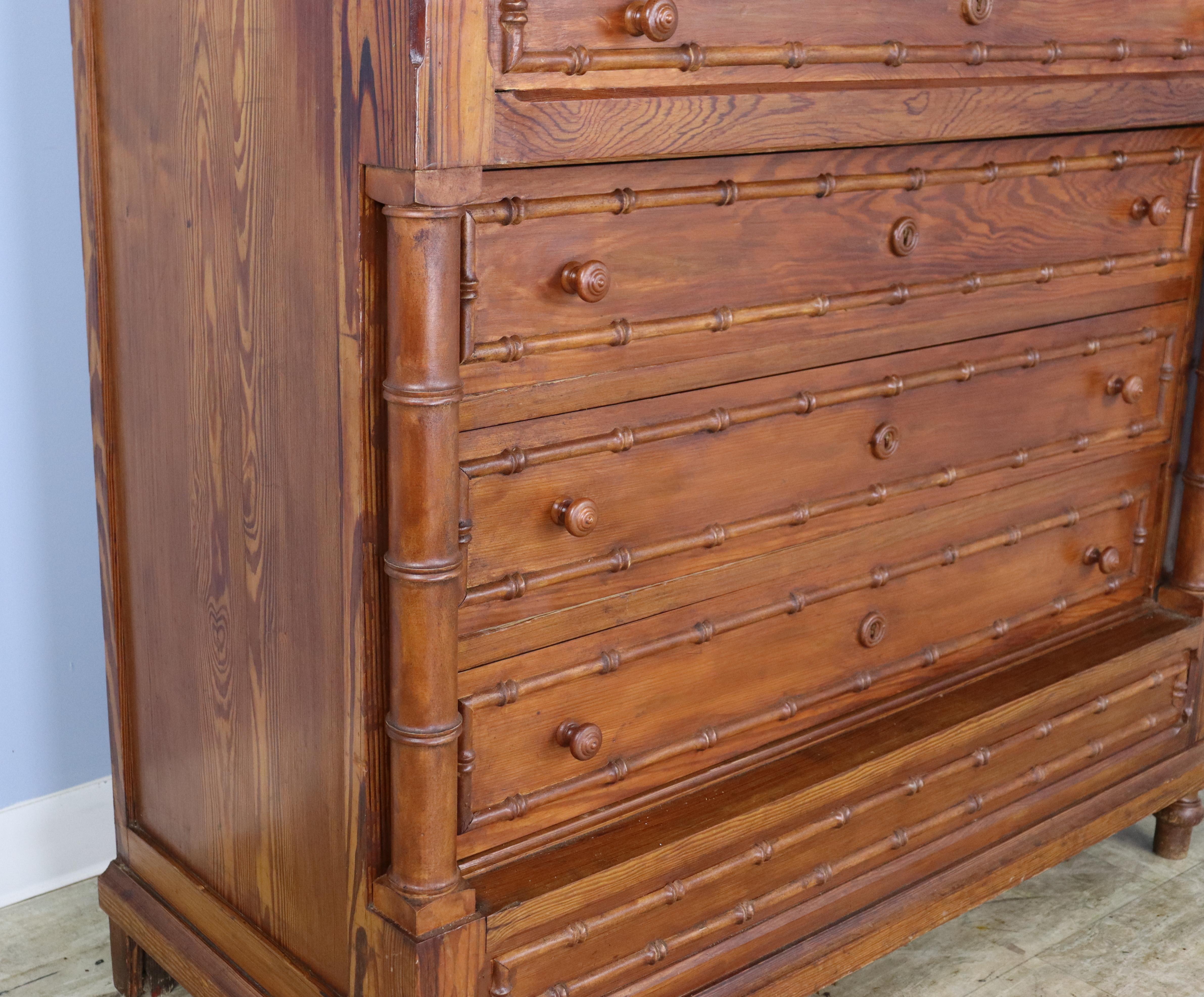 Faux Bamboo Commode with Marble Top For Sale 1