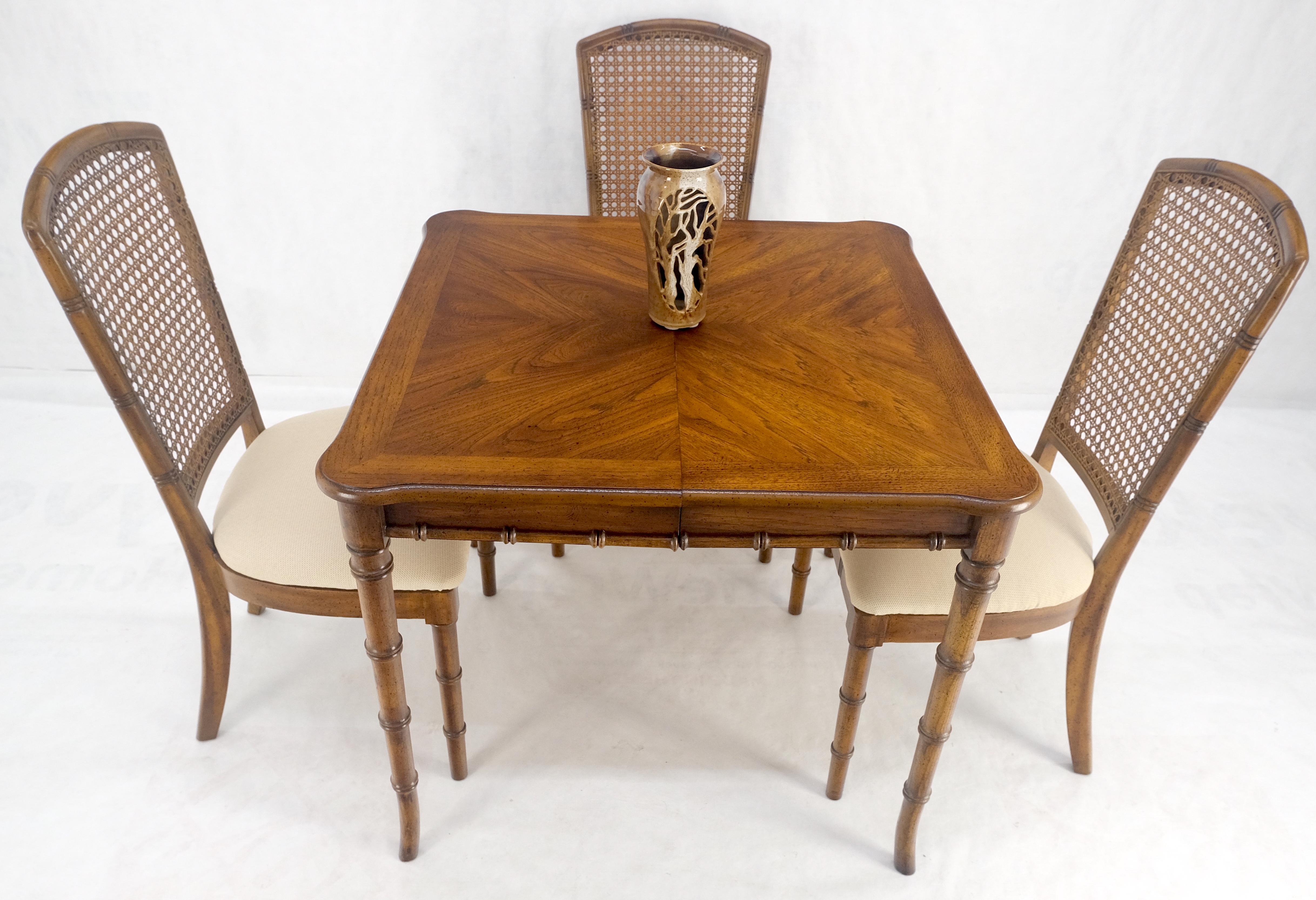 Tavolo da pranzo compatto in finto bambù 34x34 con 1 foglia  Set di 4 sedie MINT! in vendita 3