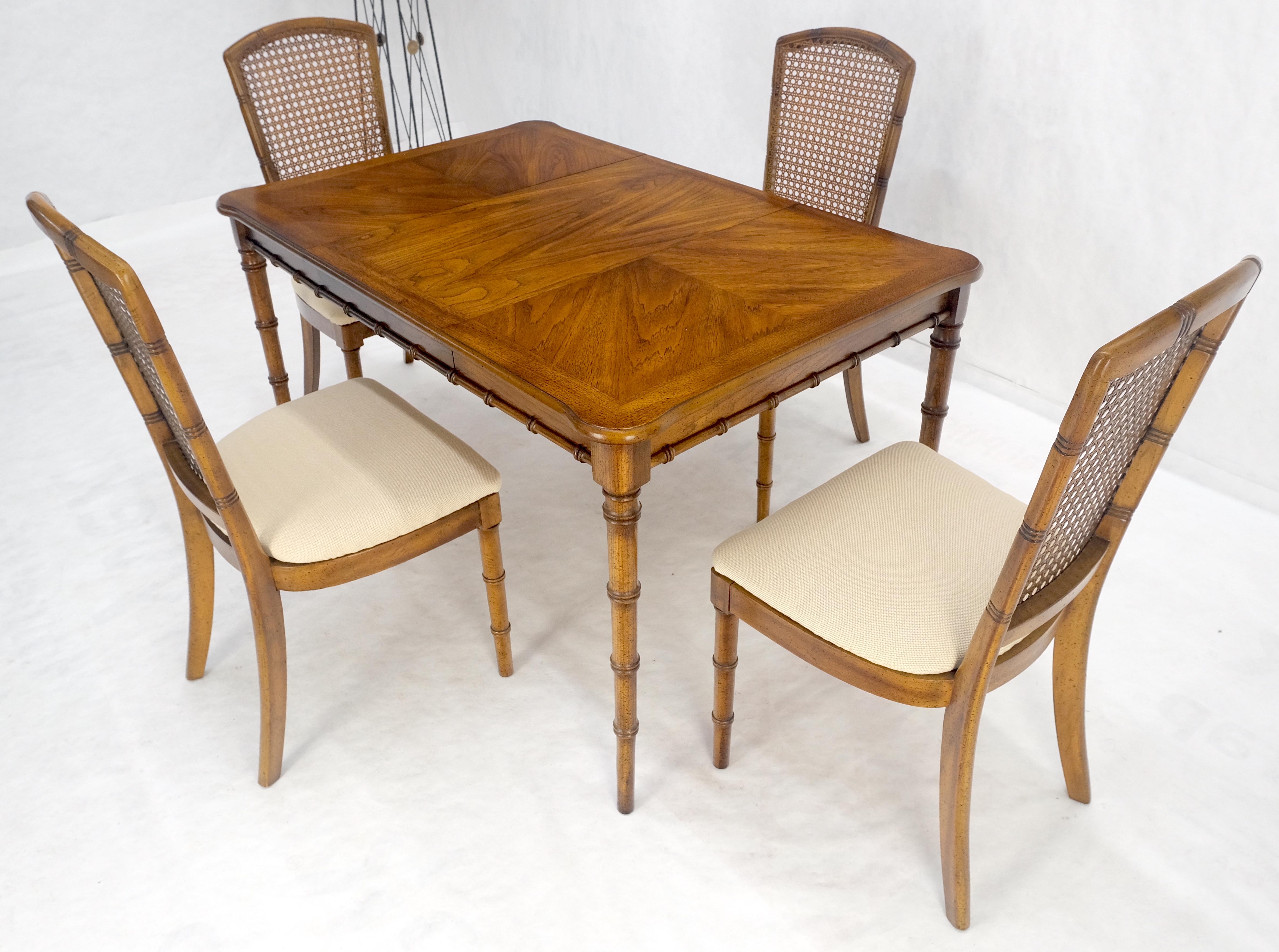 Tavolo da pranzo compatto in finto bambù 34x34 con 1 foglia  Set di 4 sedie MINT! in vendita 7