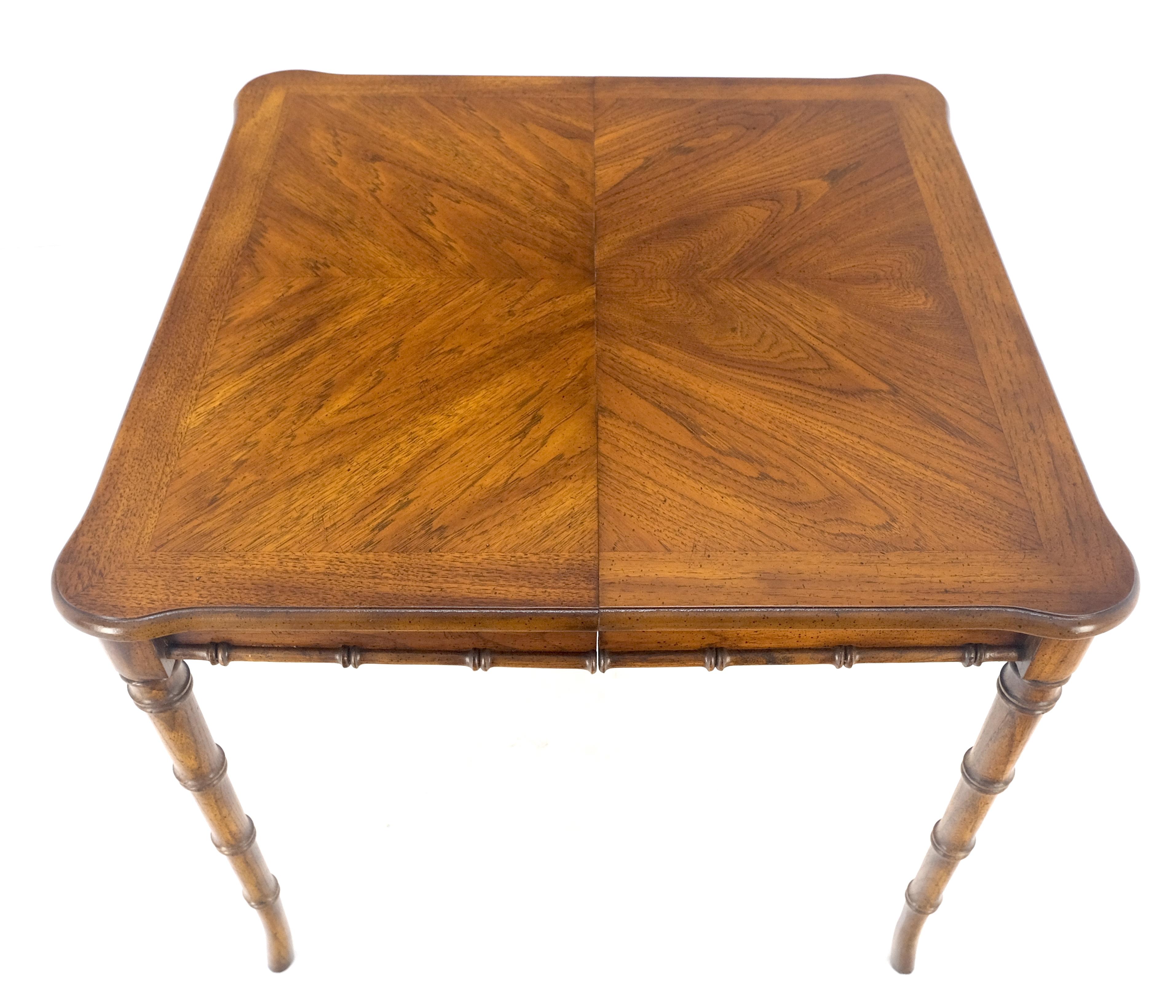 Mid-Century moderno Tavolo da pranzo compatto in finto bambù 34x34 con 1 foglia  Set di 4 sedie MINT! in vendita