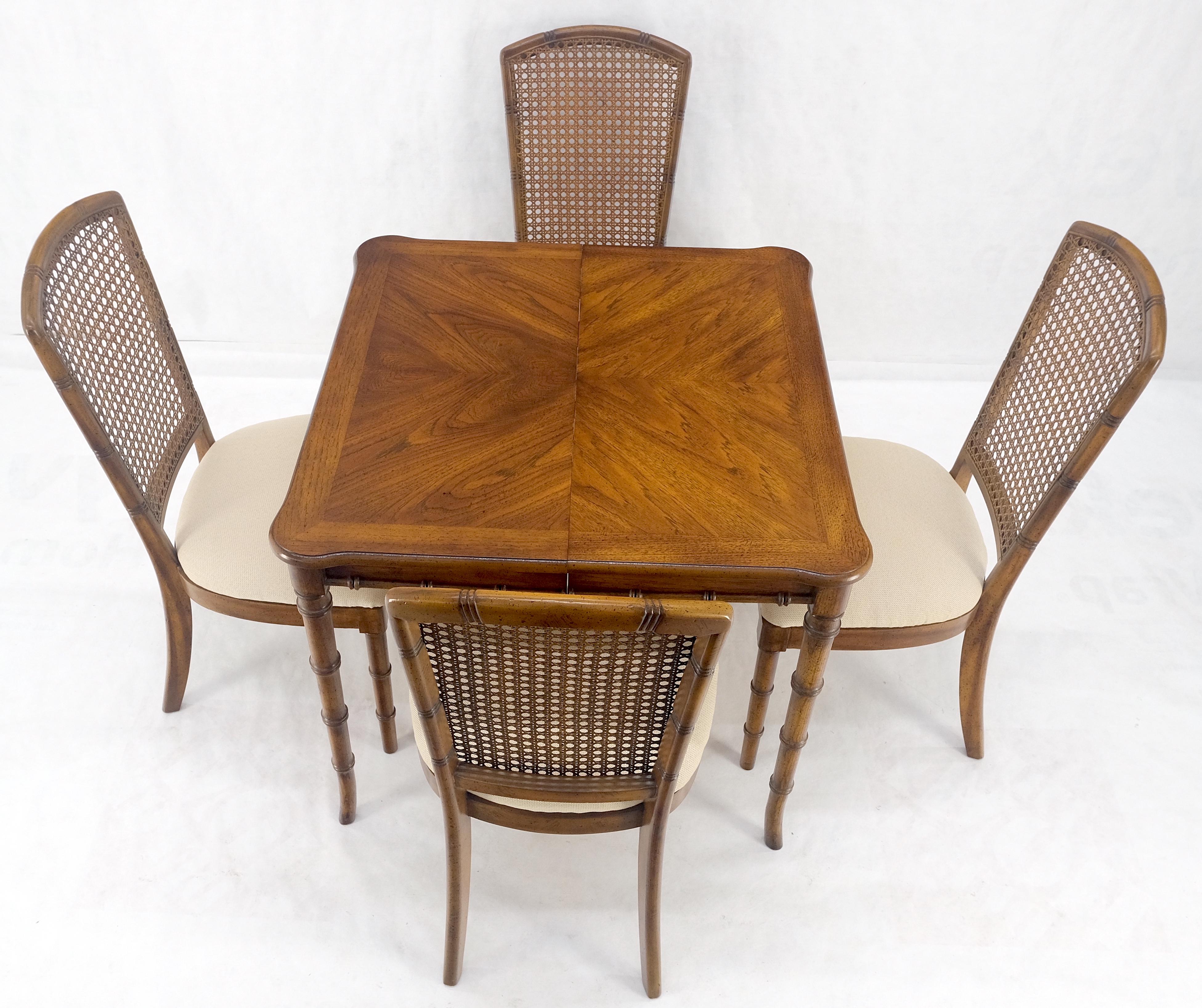 XX secolo Tavolo da pranzo compatto in finto bambù 34x34 con 1 foglia  Set di 4 sedie MINT! in vendita