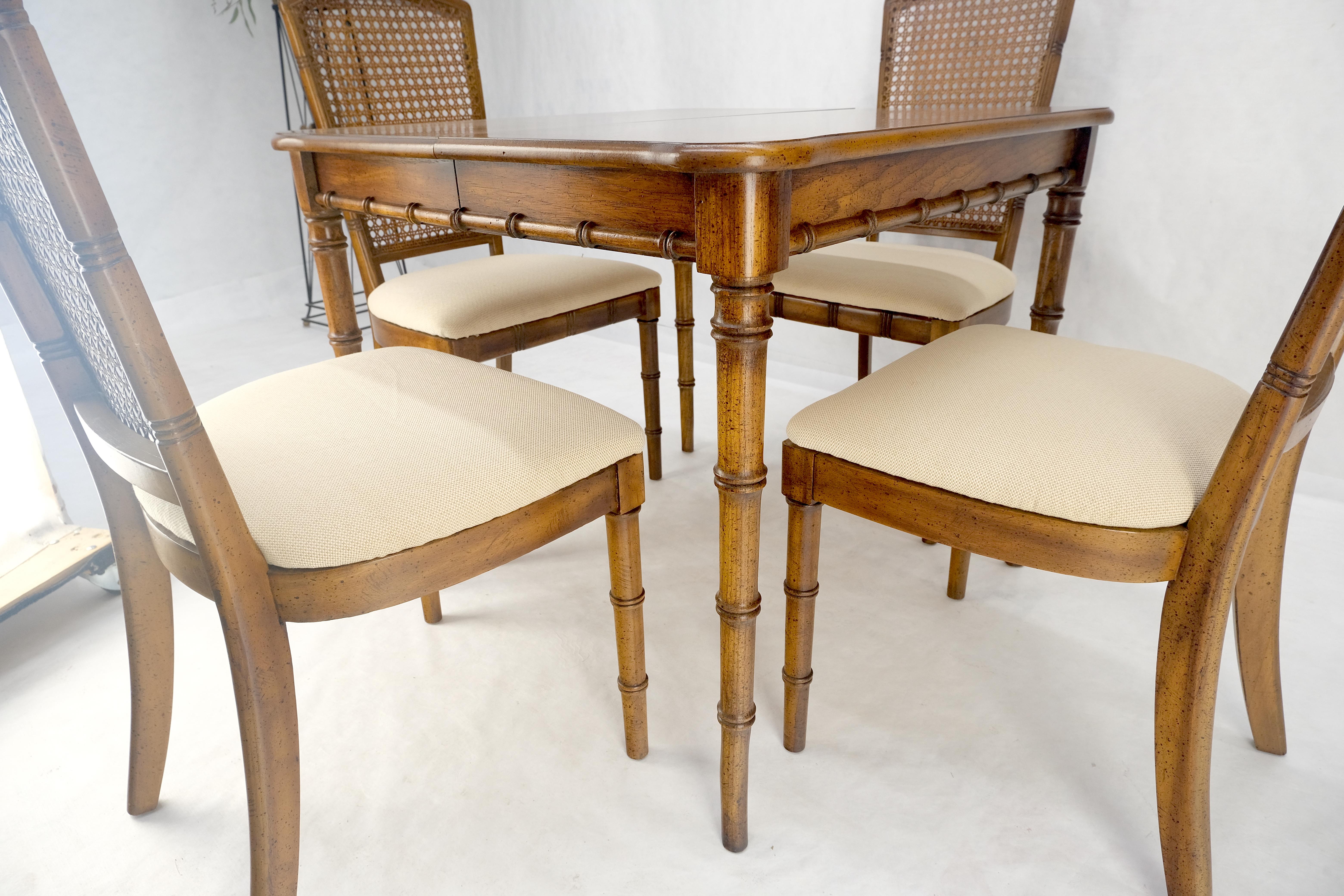 Tavolo da pranzo compatto in finto bambù 34x34 con 1 foglia  Set di 4 sedie MINT! in vendita 1