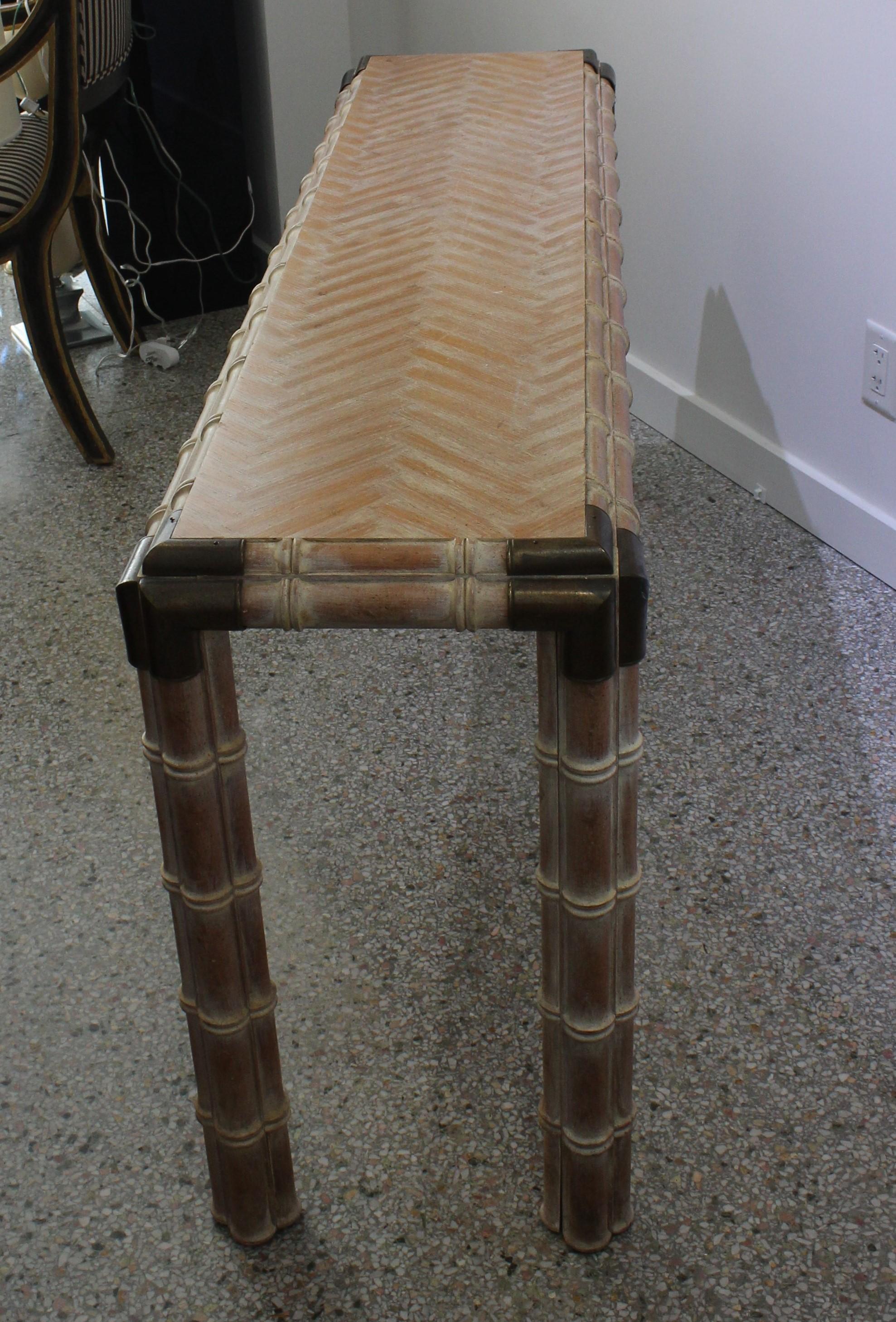 American Faux Bamboo Console For Sale