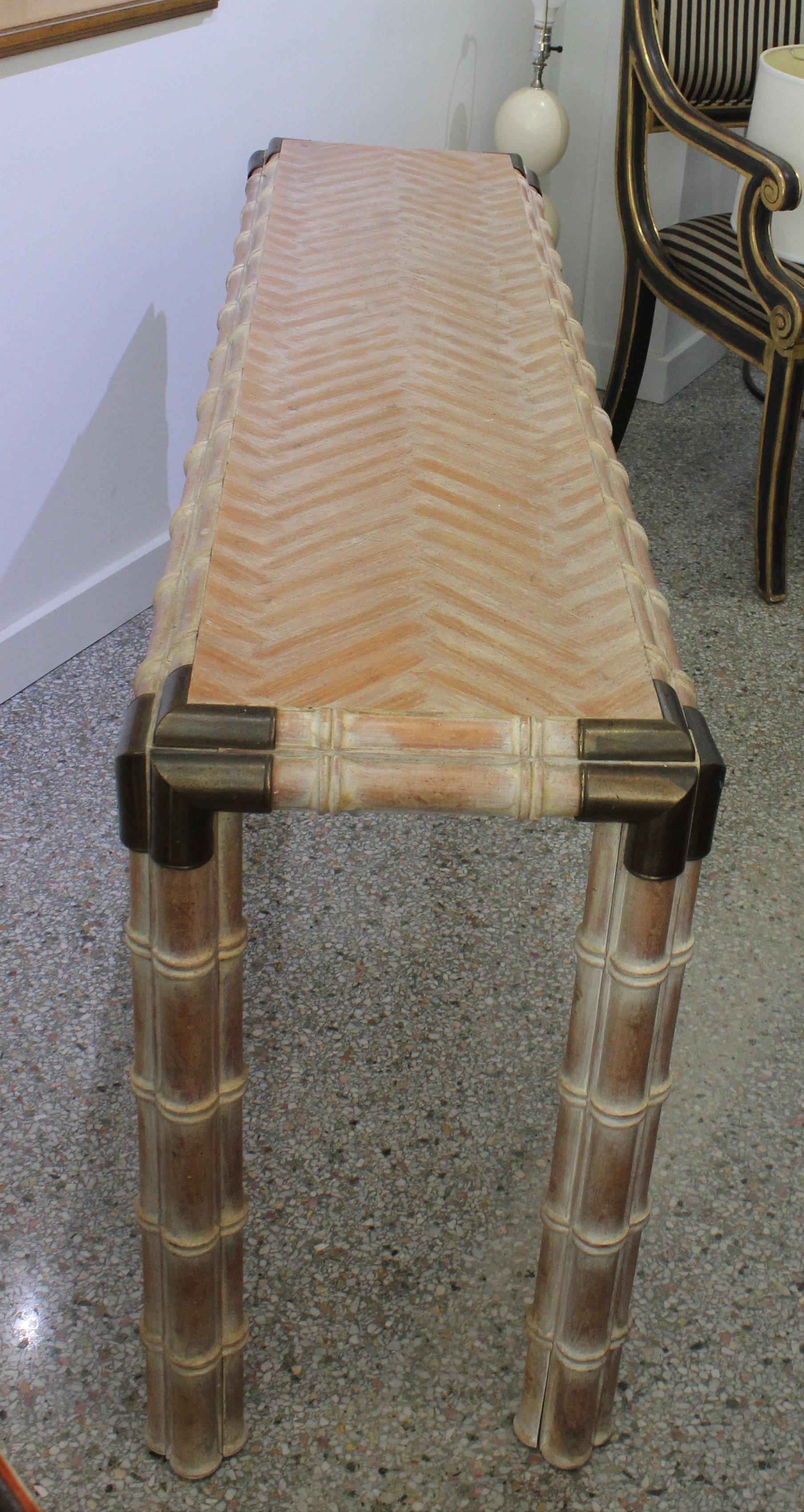 Faux Bamboo Console In Good Condition For Sale In West Palm Beach, FL
