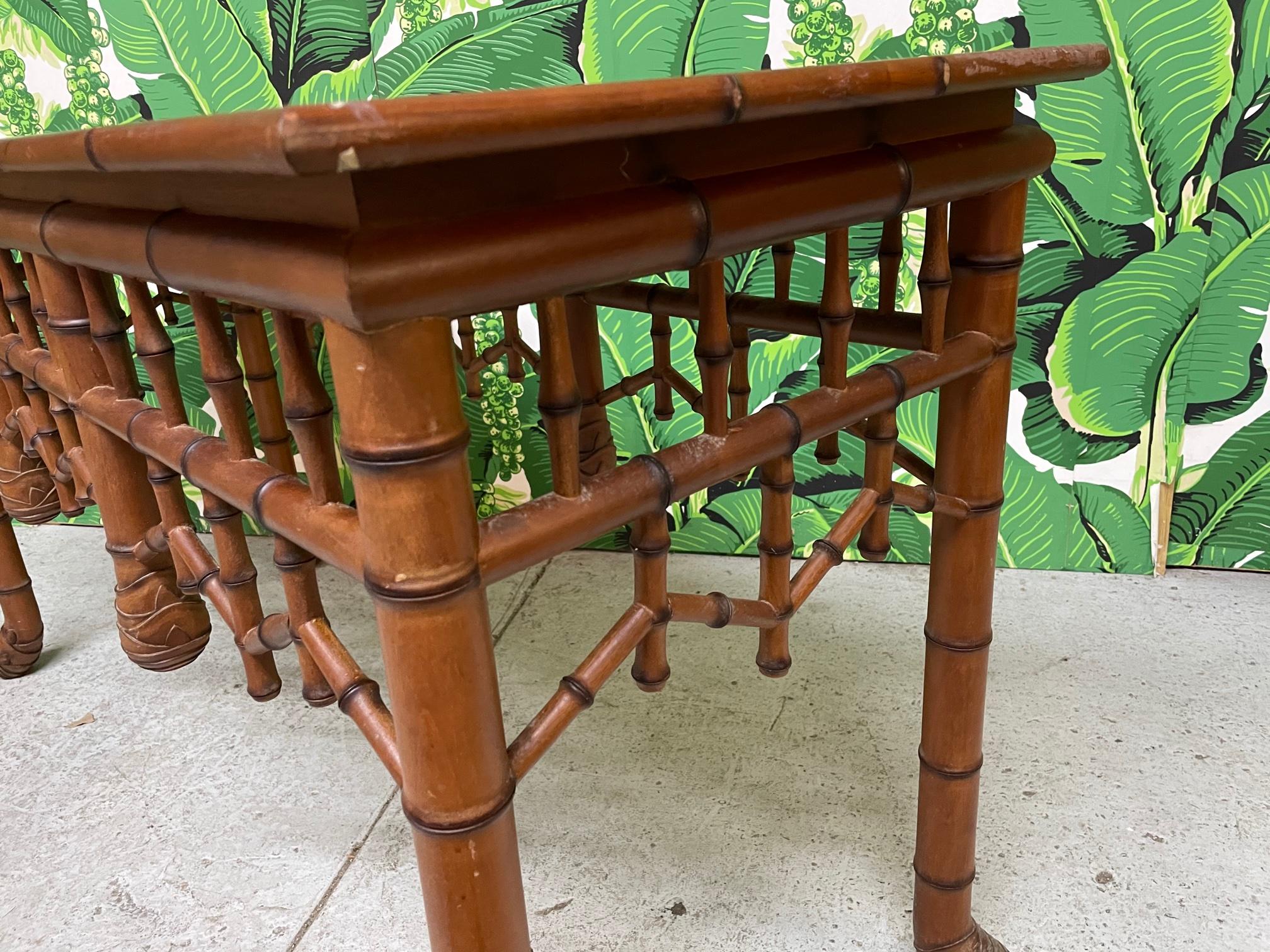 Faux Bamboo Console/Sofa/Entry Table Features a Rich Brown Stain and a ...