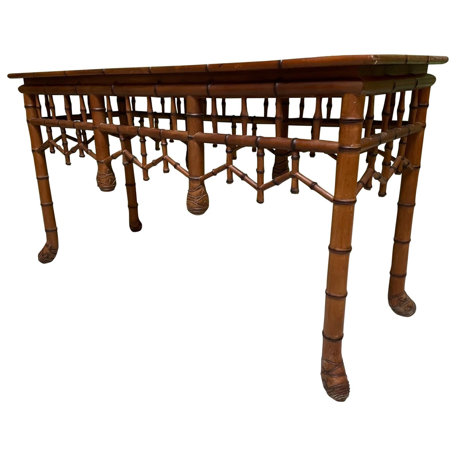 Faux Bamboo Console/Sofa/Entry Table Features a Rich Brown Stain and a ...