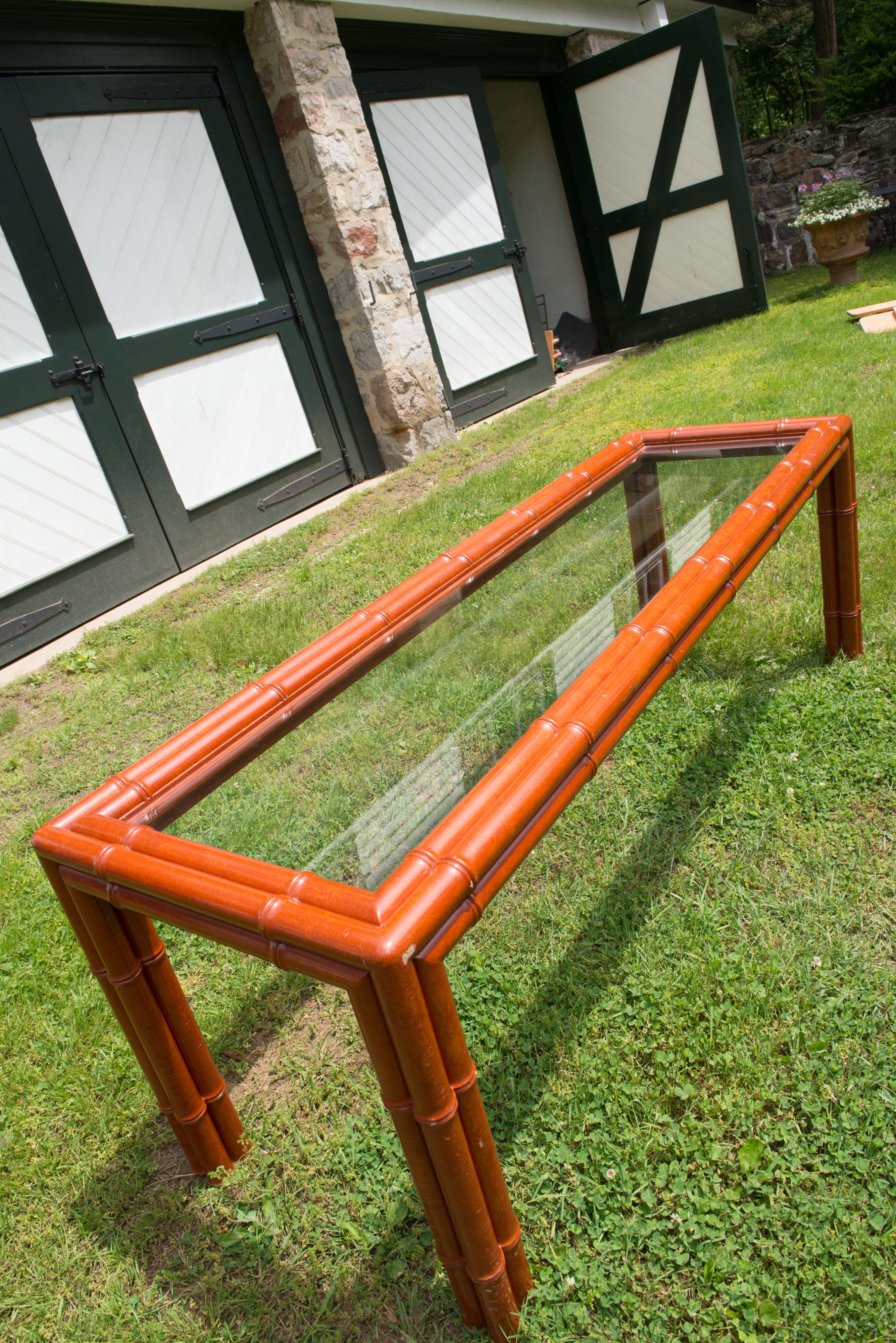 vintage bamboo console table