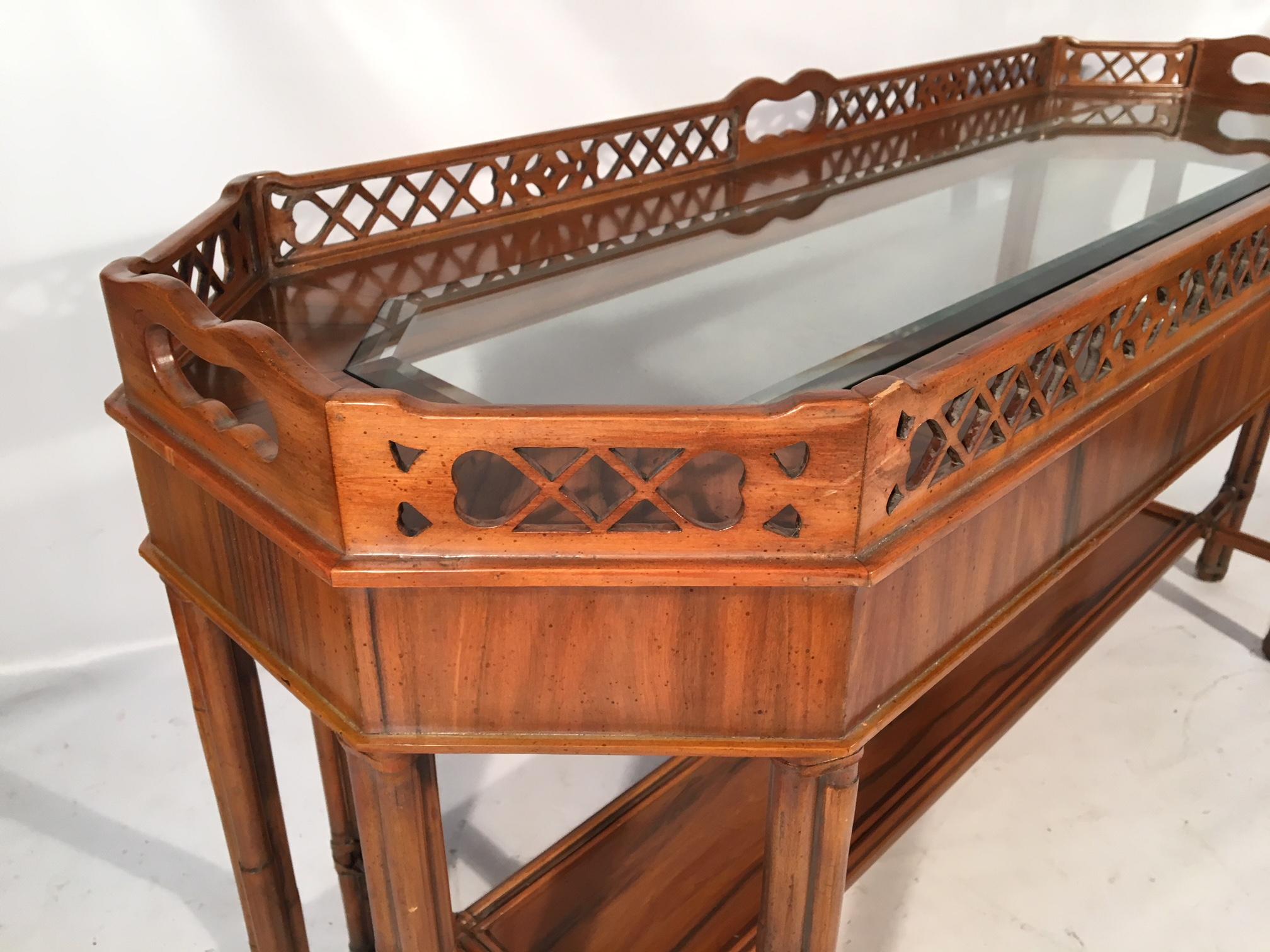 Late 20th Century Faux Bamboo Console Table For Sale