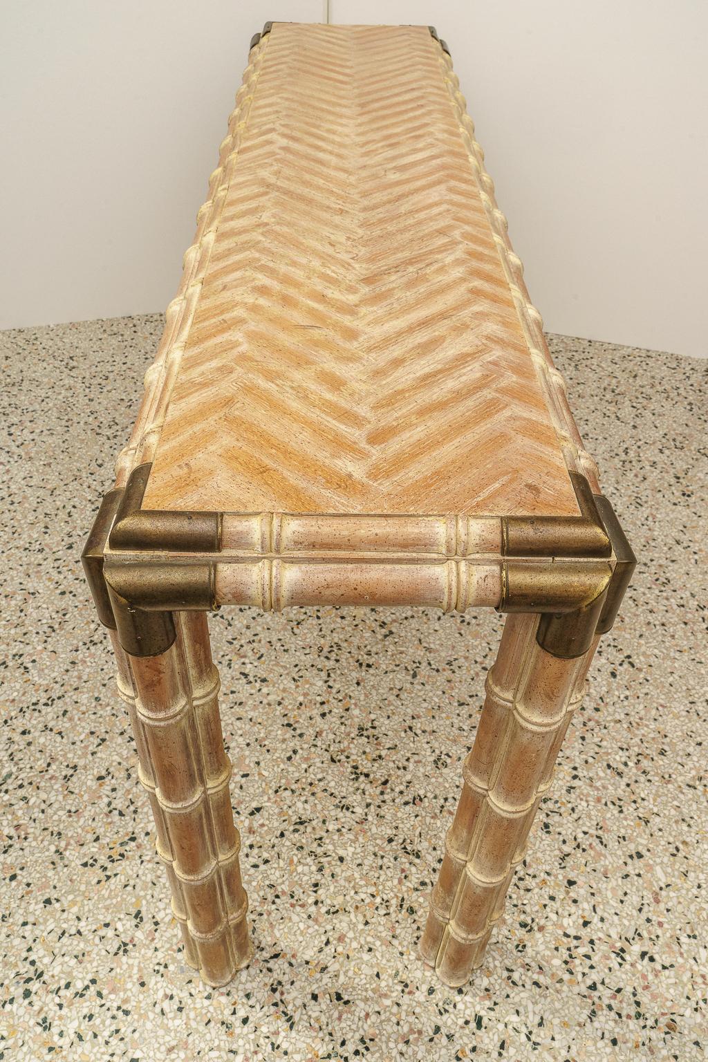 Hollywood Regency Faux Bamboo Console Table