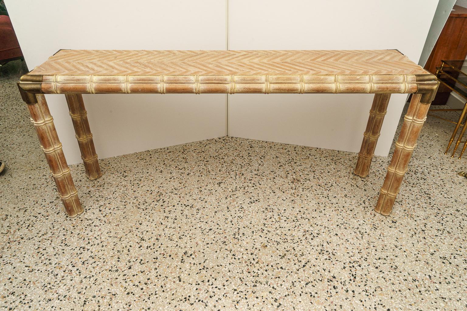 American Faux Bamboo Console Table