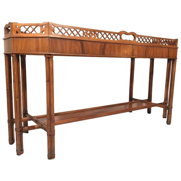 Faux Bamboo Console Table For Sale