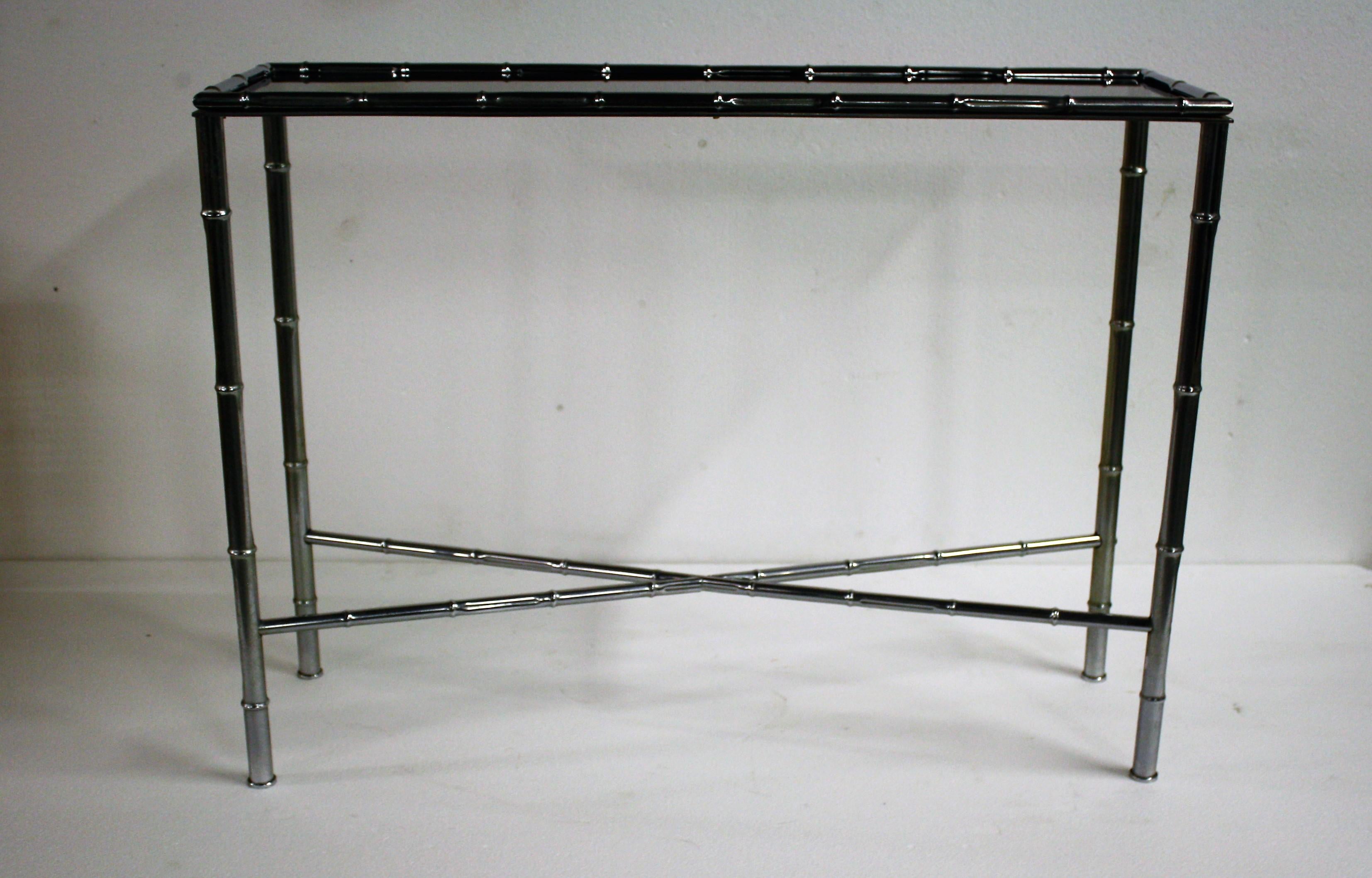 Faux Bamboo Console Table in Chrome, 1960s, France 1